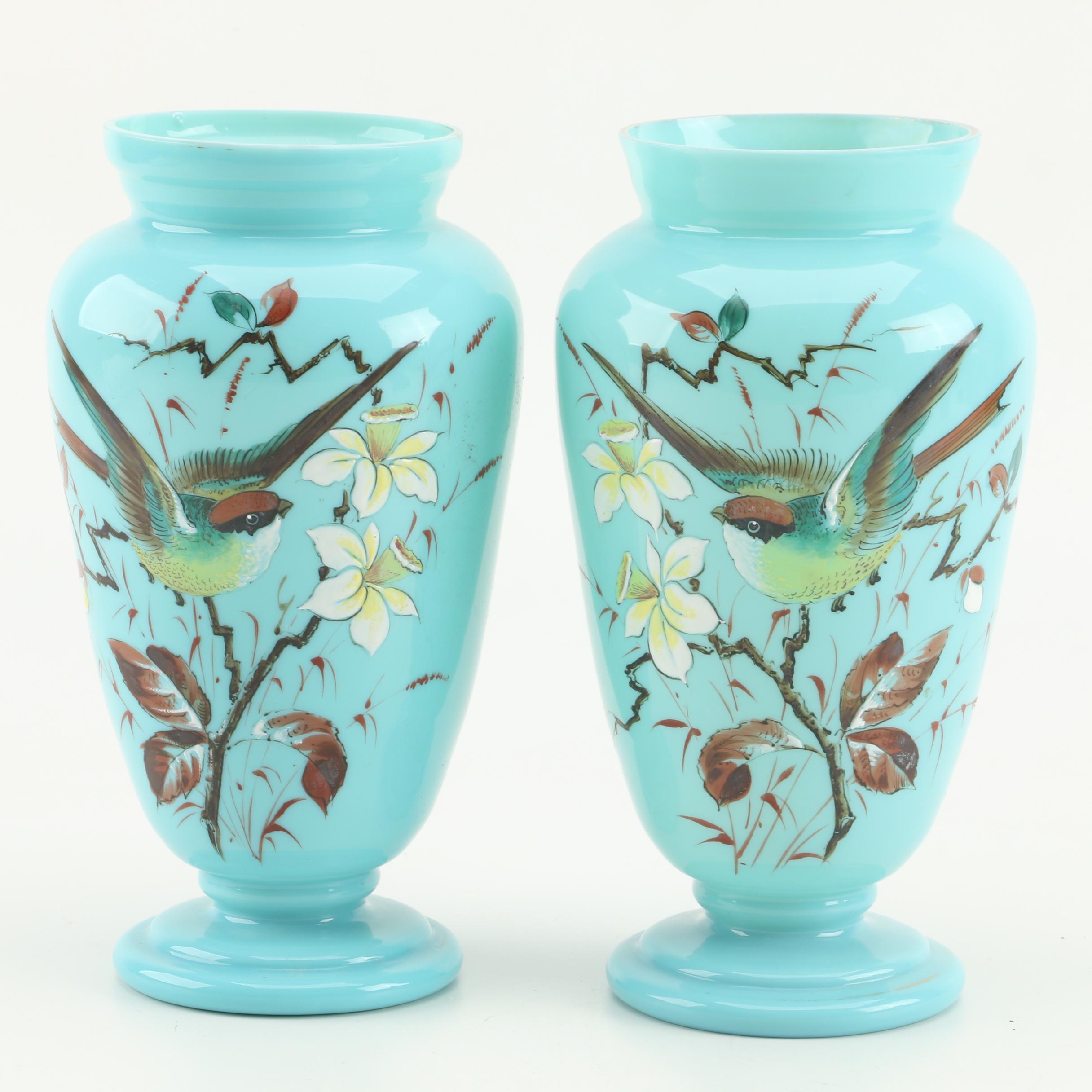 Pair of Bristol Glass Vases, Late 19th Century