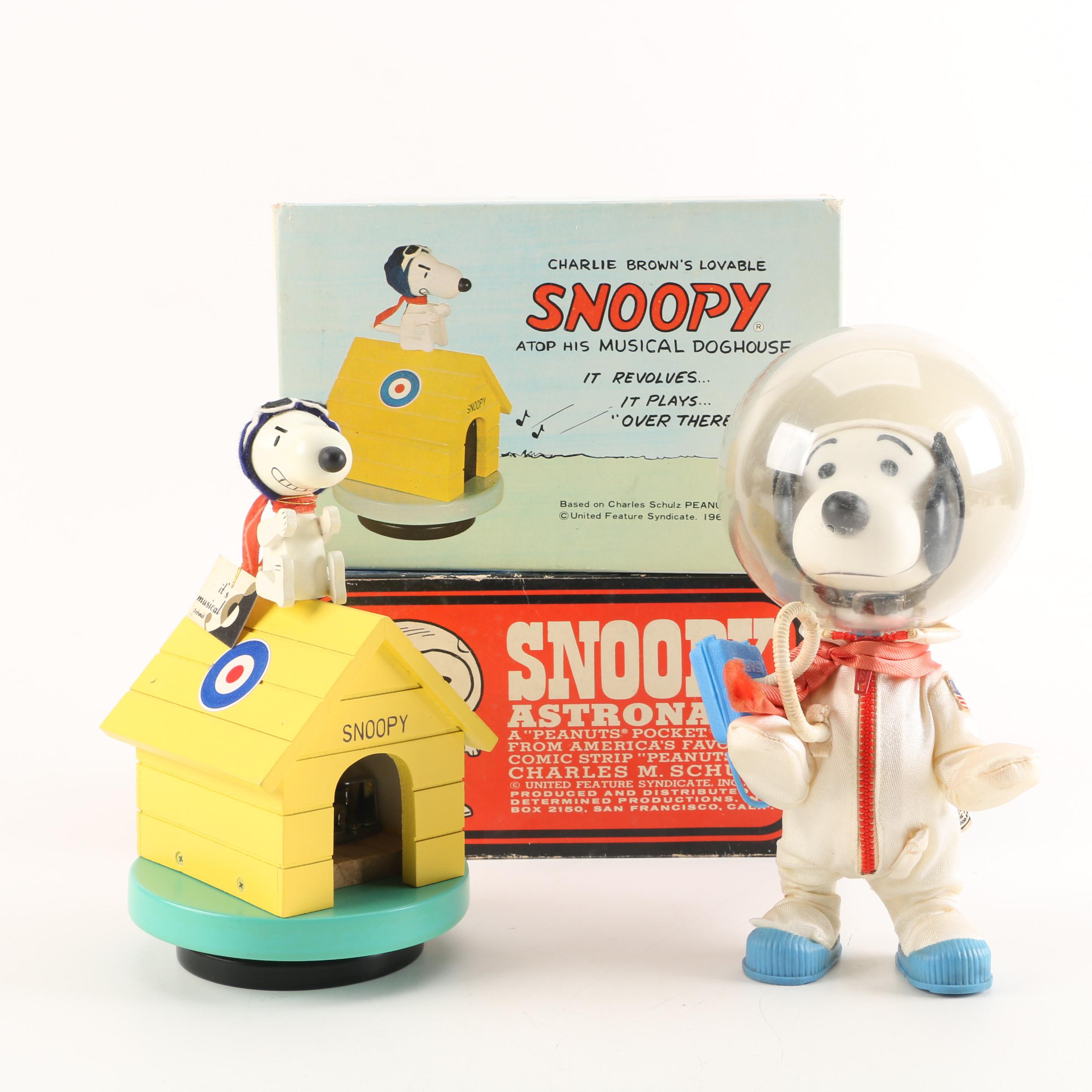 1960s United Feature Syndicate "Snoopy Astronaut" Doll and Schmid Music Box