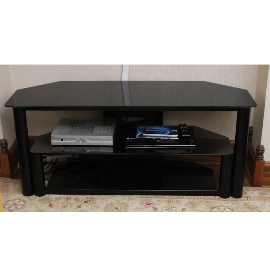 Contemporary Glass and Metal Entertainment Stand