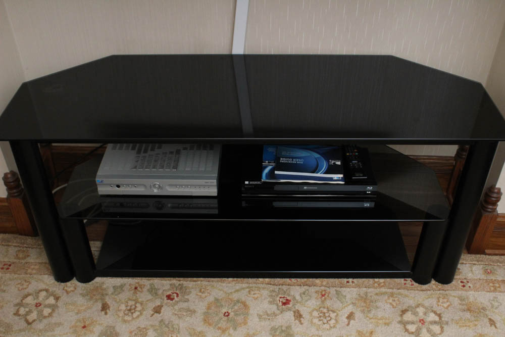 Contemporary Glass and Metal Entertainment Stand