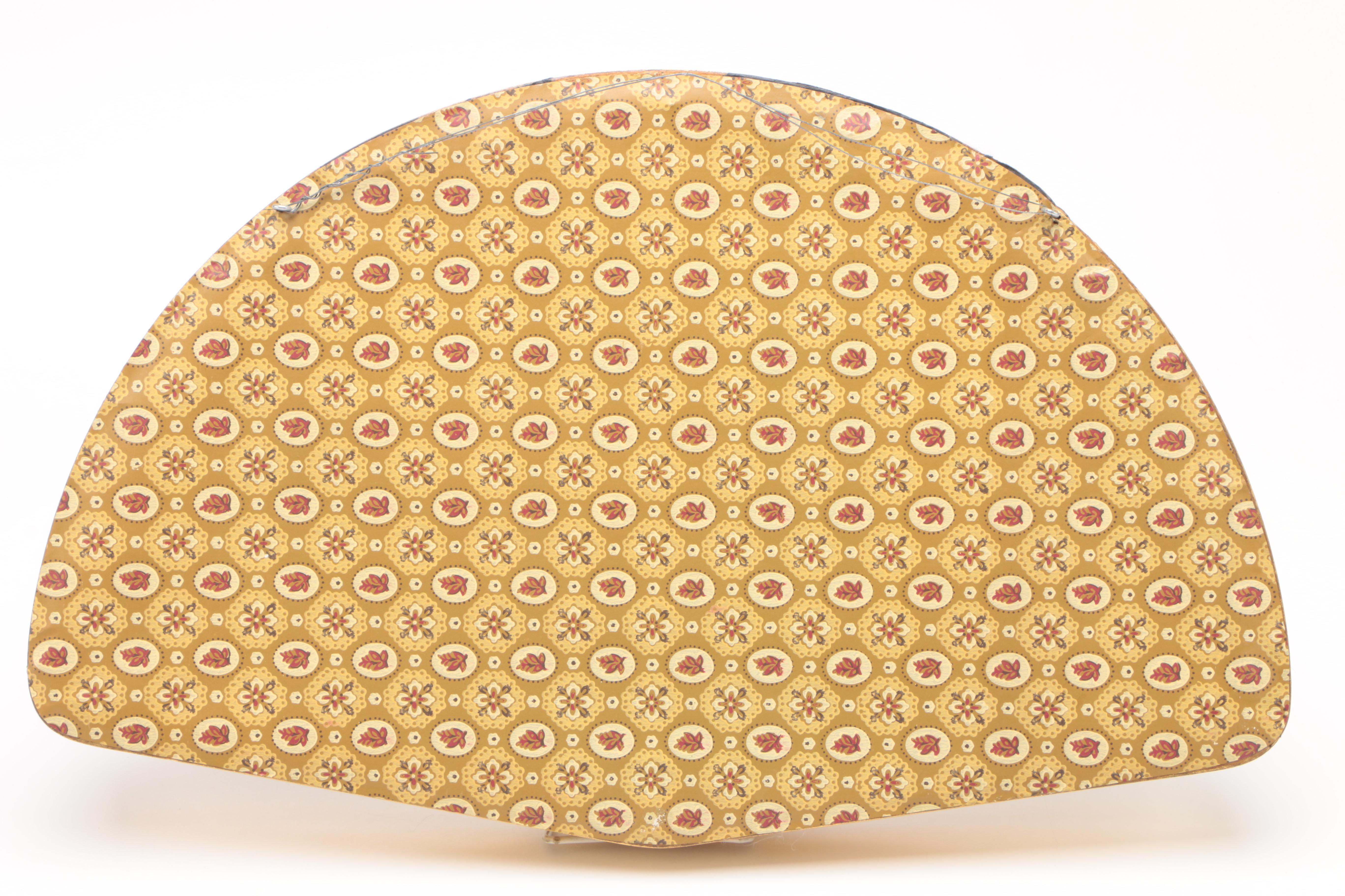 French Hand-Colored and Printed Bone Fan in Gilt Wood Frame, 19th Century