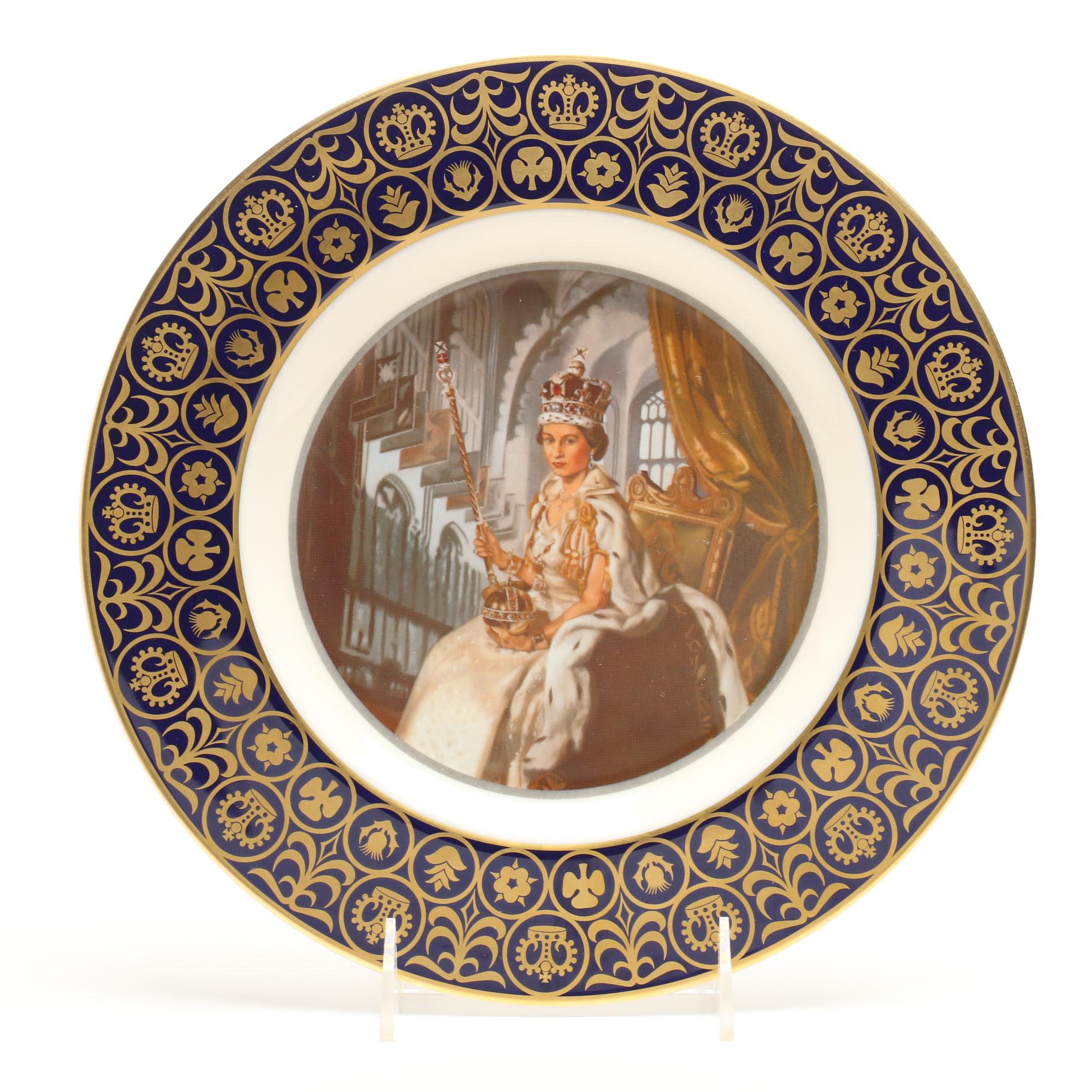 Collectible Plates and Paperweight Including Queen Elizabeth II Coronation