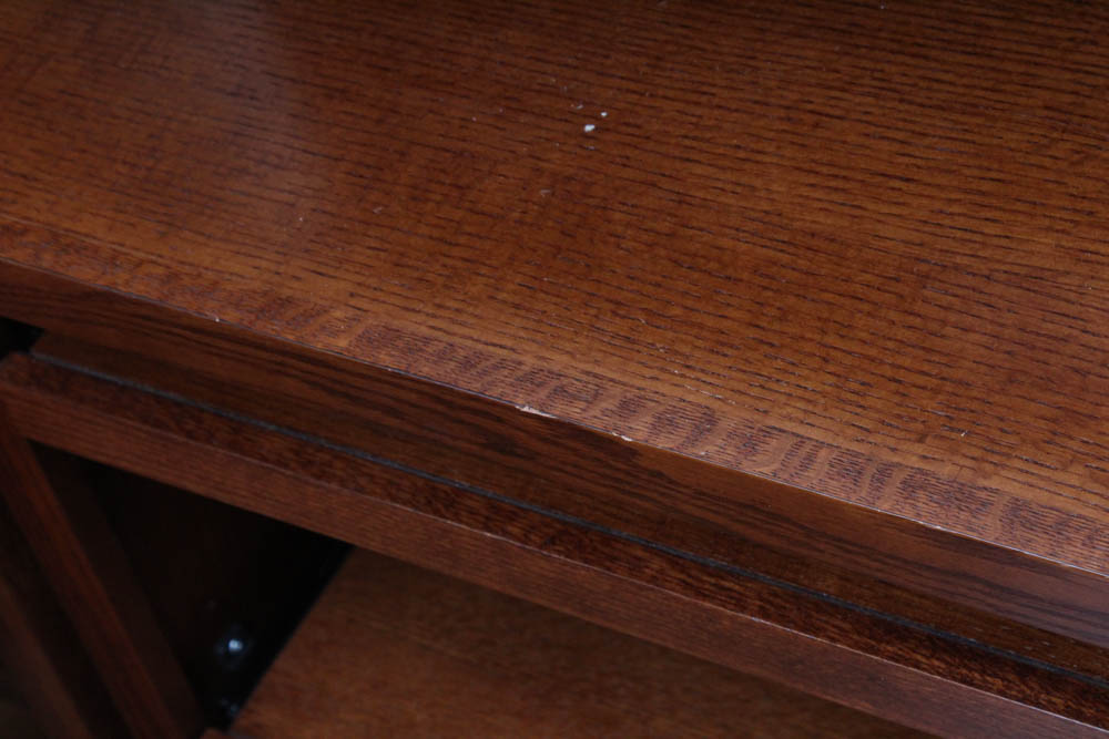 Mission Style Oak L-Shaped Executive Desk