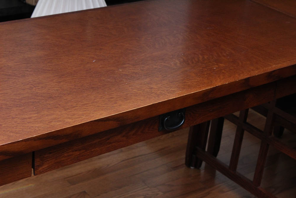 Mission Style Oak L-Shaped Executive Desk