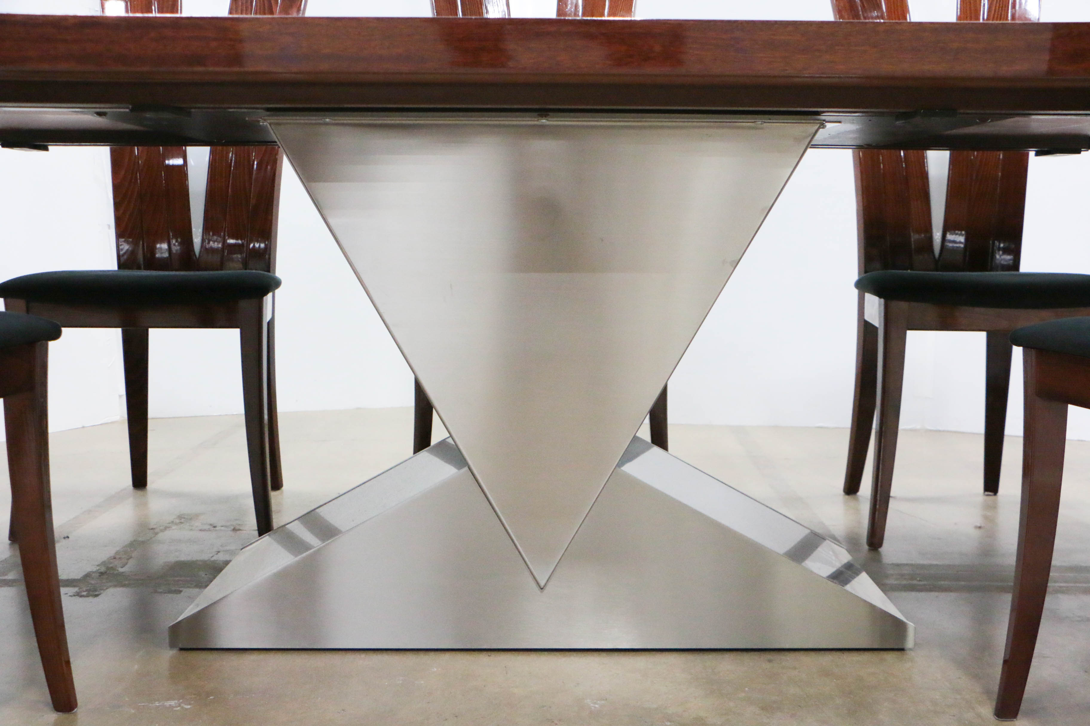 Excelsior Designs Rosewood and Steel Dining Table with Eight Beech Chairs