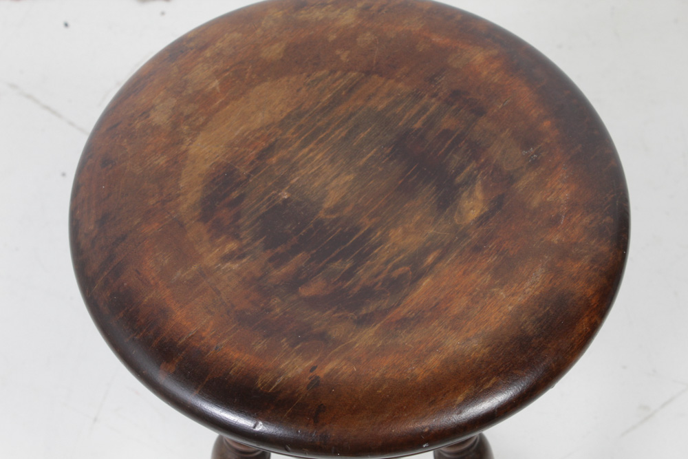Vintage Walnut Finish Piano Stool