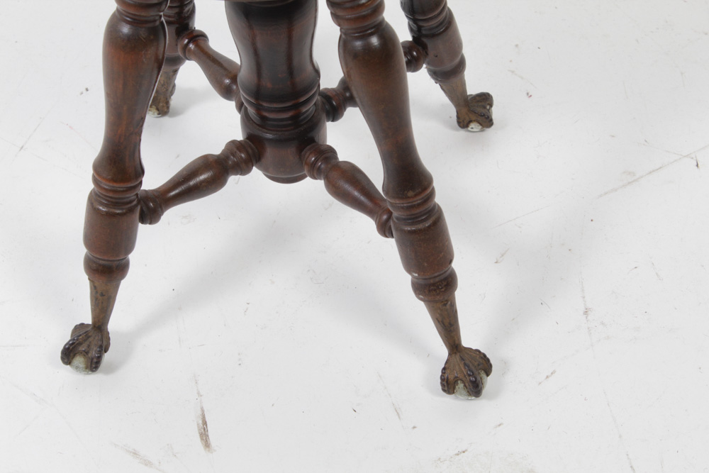 Vintage Walnut Finish Piano Stool