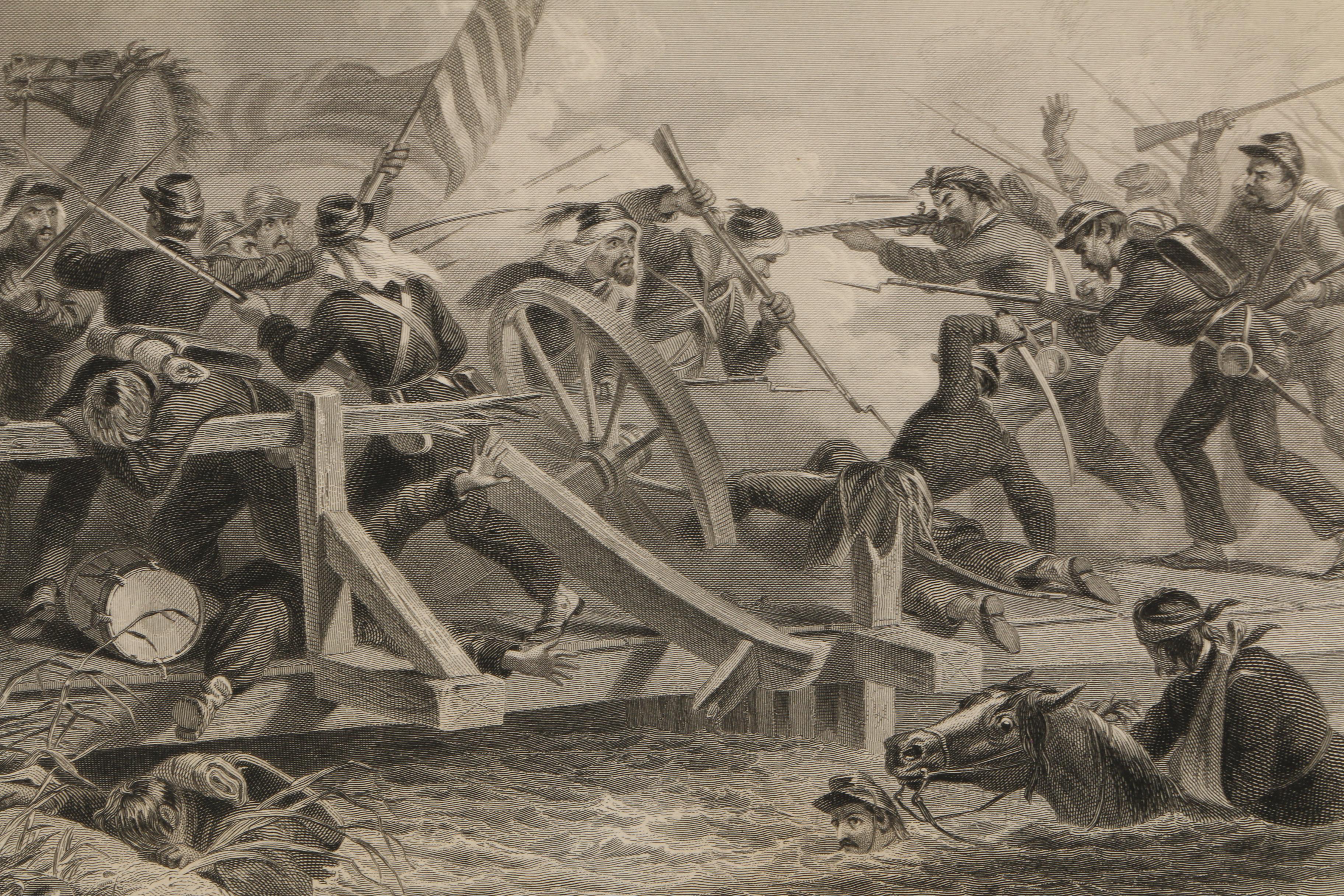 W. Ridgway Engraving after Felix Darley Illustration of Battle Scene