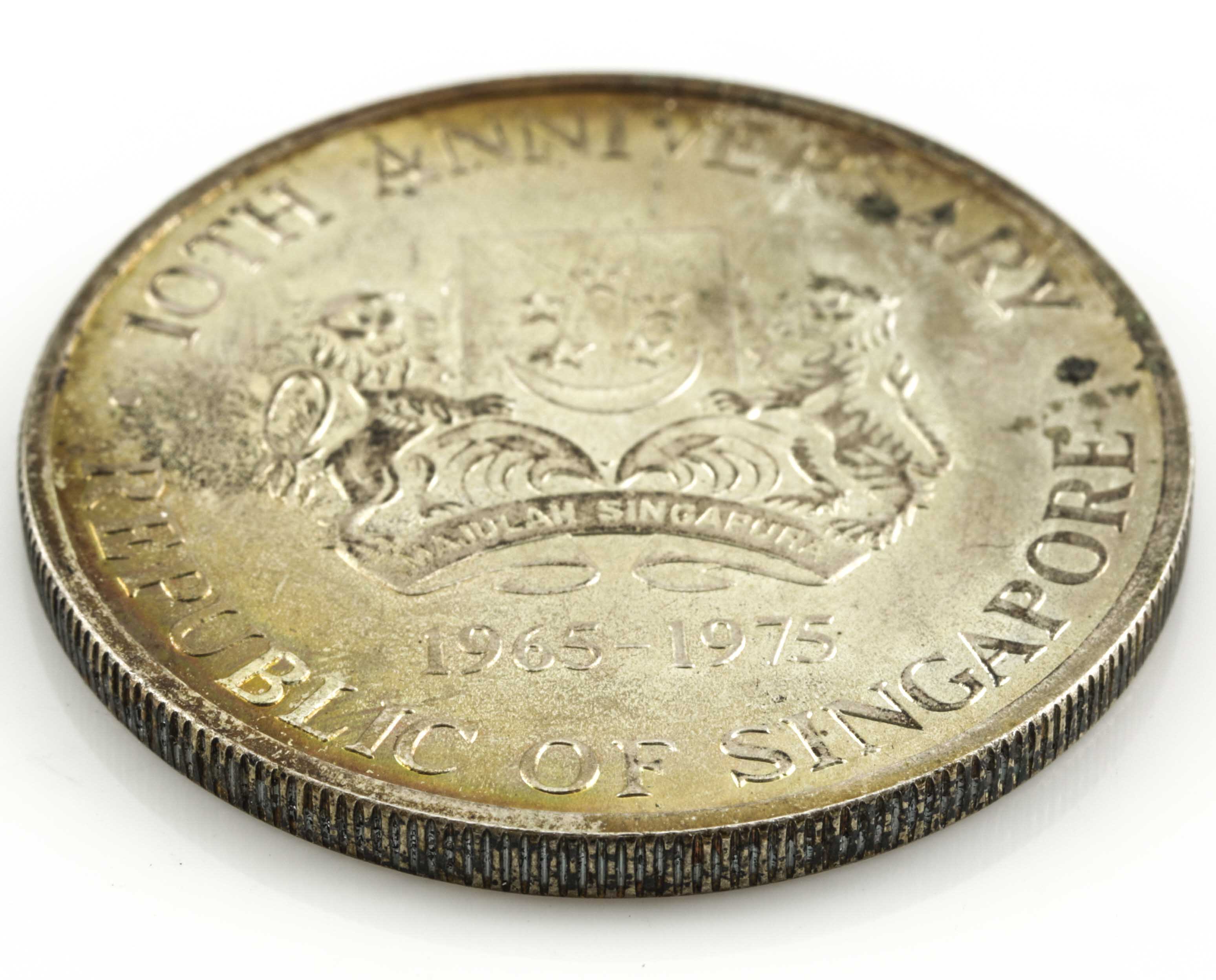 1975 Republic of Singapore 10th Anniversary $10 Silver Coin