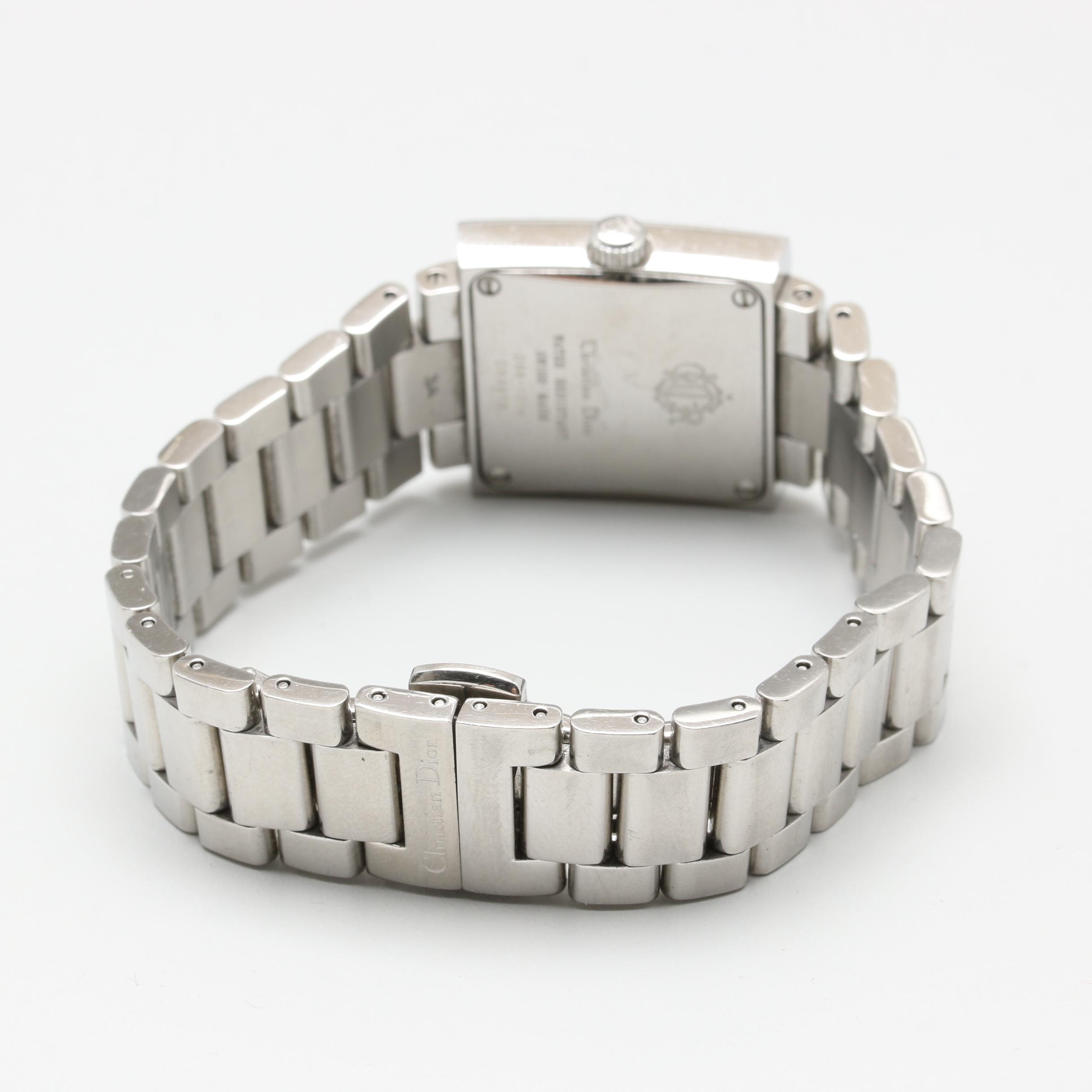 Christian Dior "Les Montres" Stainless Steel Diamond Watch with Box