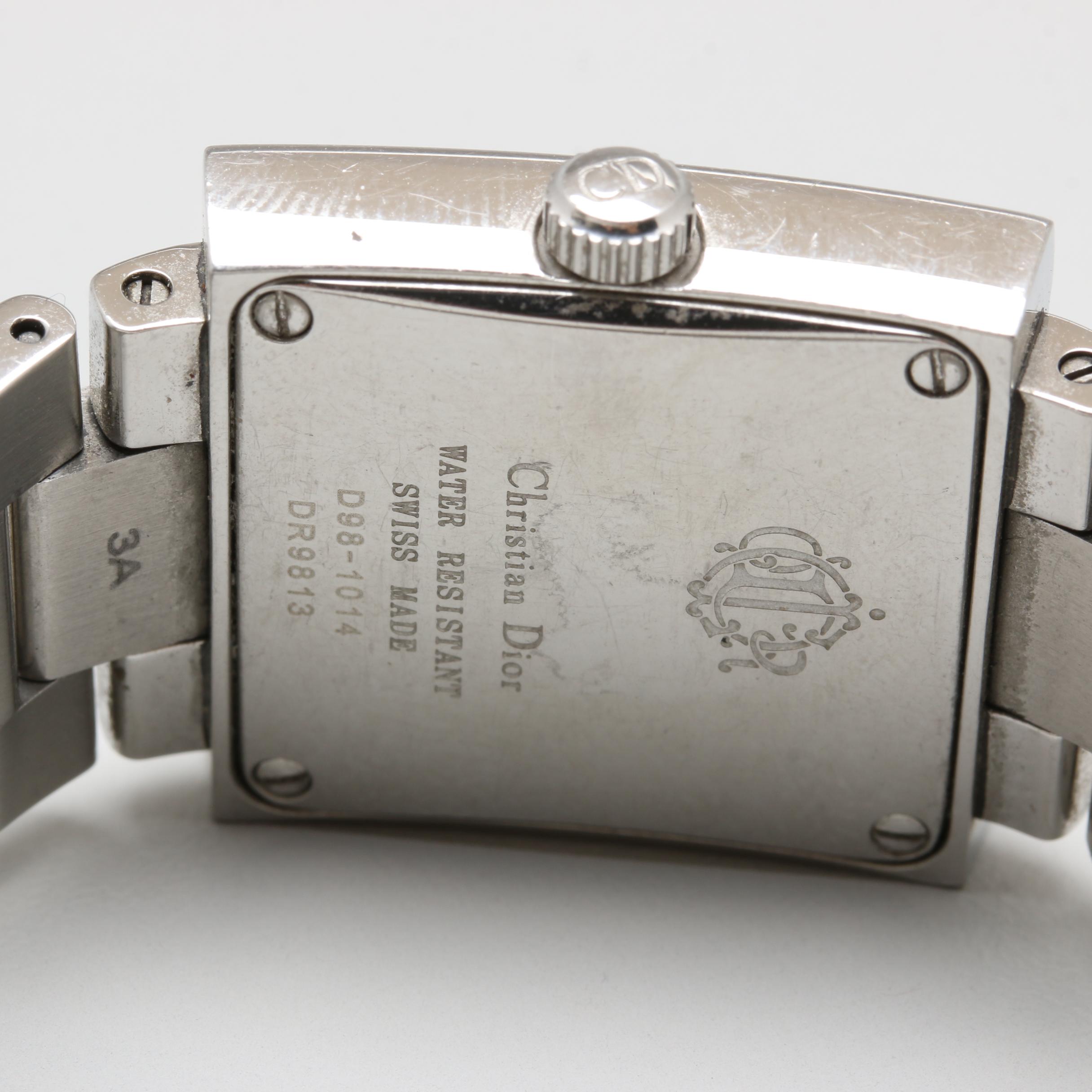 Christian Dior "Les Montres" Stainless Steel Diamond Watch with Box