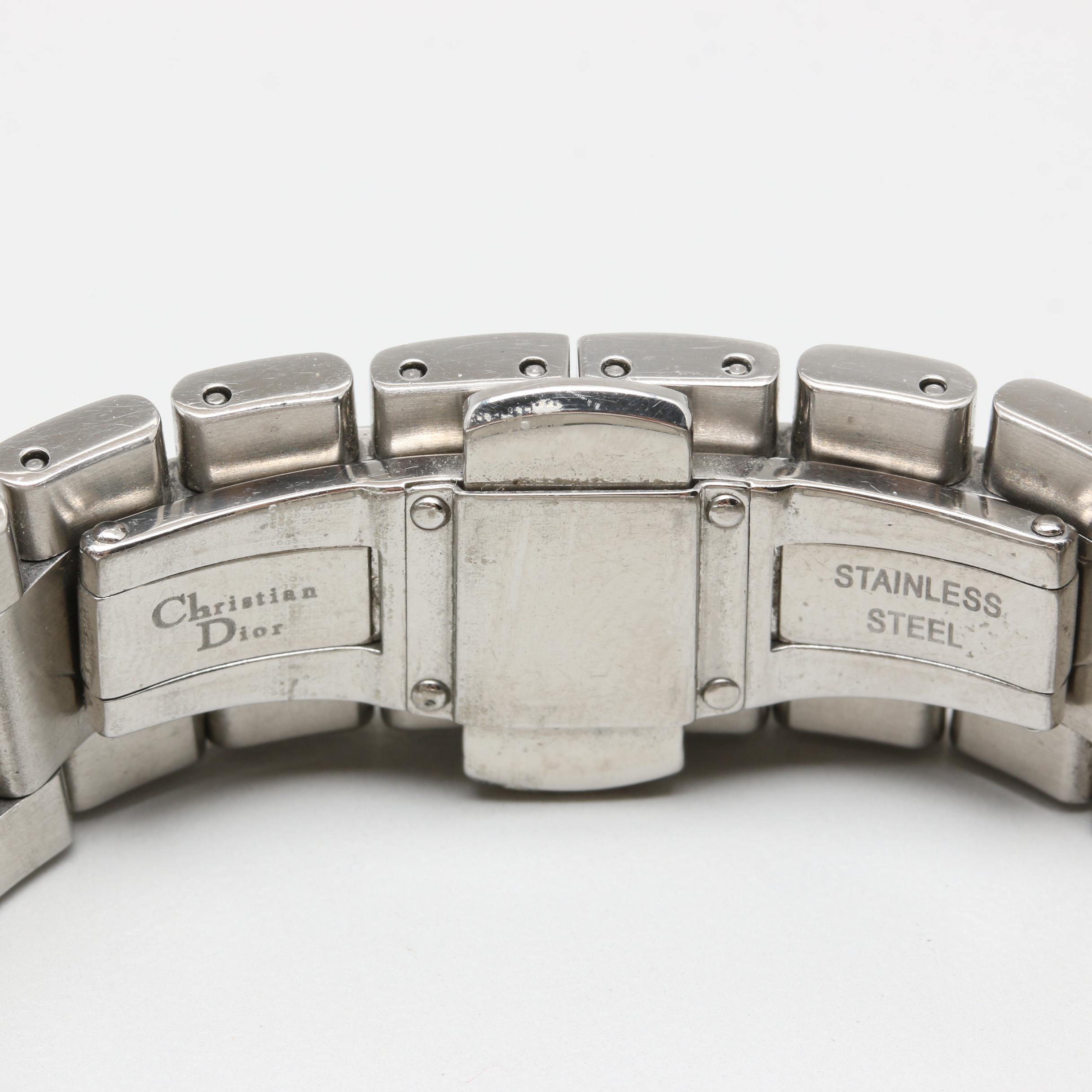 Christian Dior "Les Montres" Stainless Steel Diamond Watch with Box