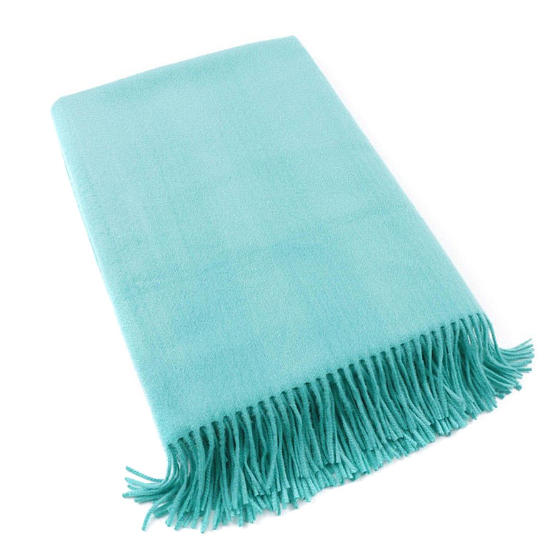 Ralph Lauren Black Label Turquoise Cashmere Fringed Throw