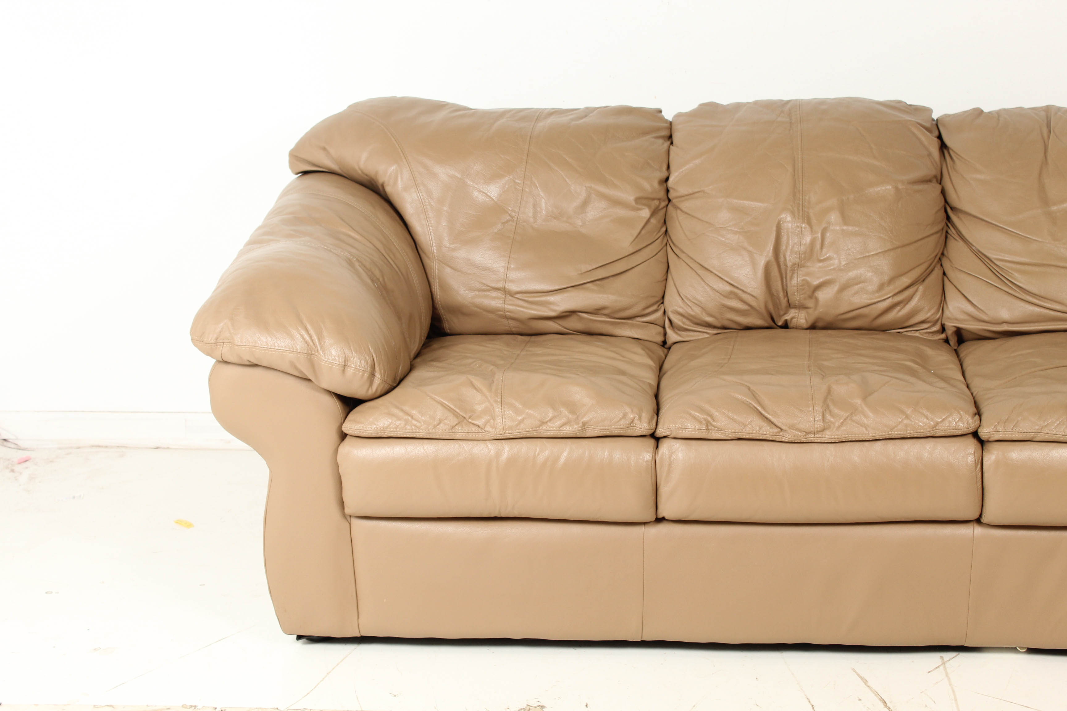 Sealy Contemporary Buff Leather Sofa