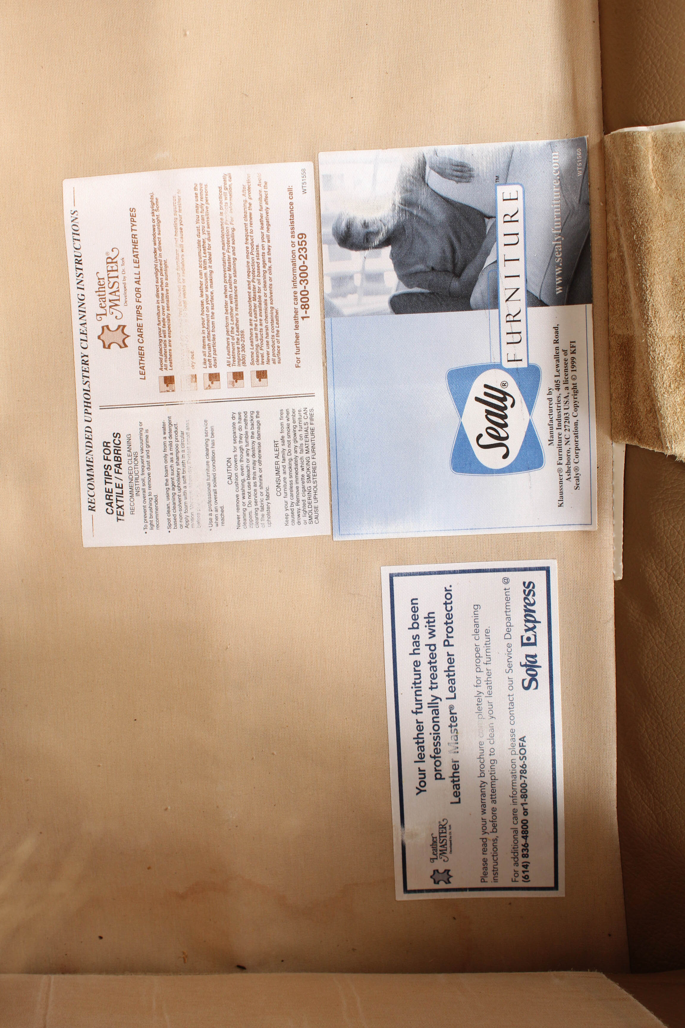 Sealy Contemporary Buff Leather Sofa