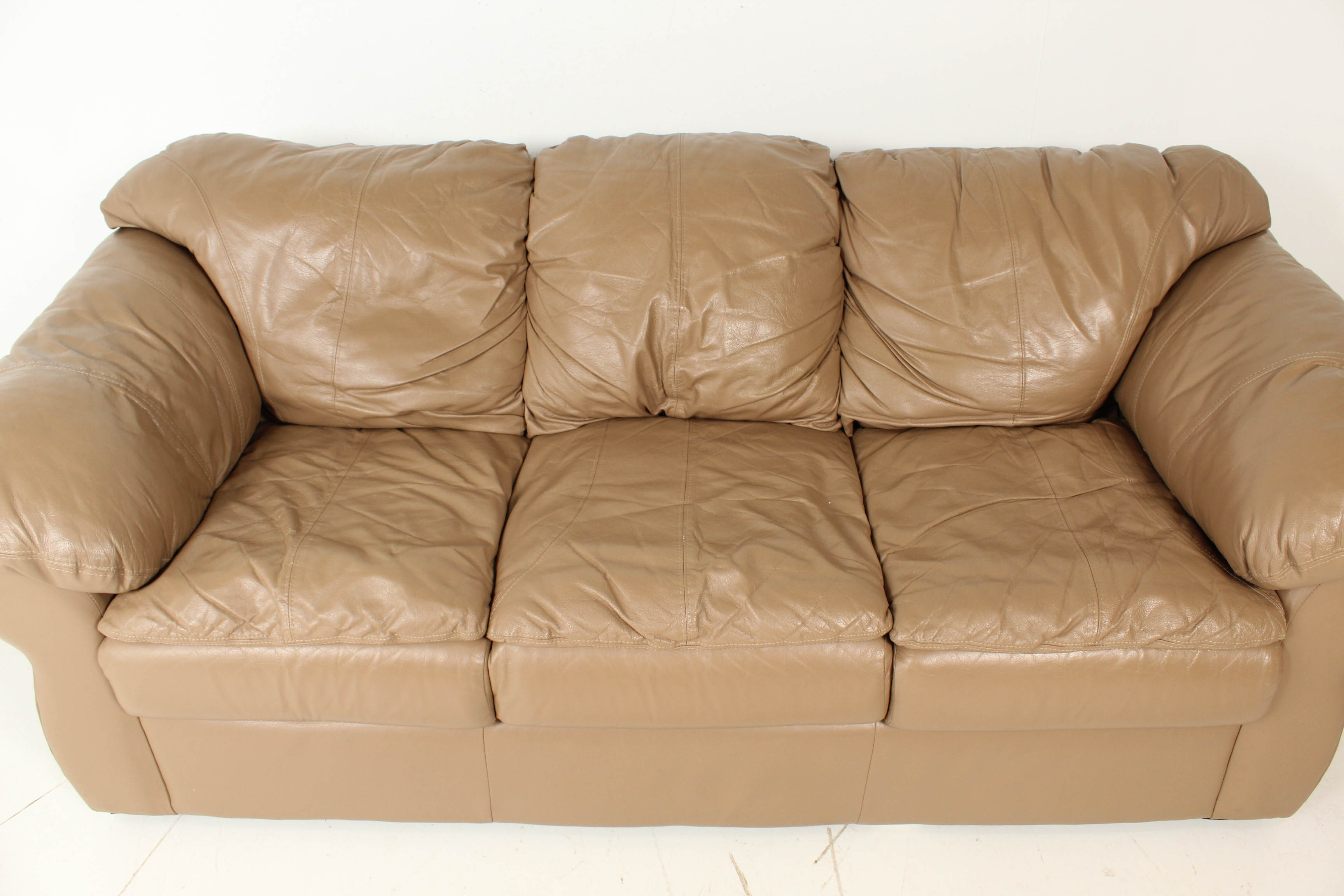 Sealy Contemporary Buff Leather Sofa