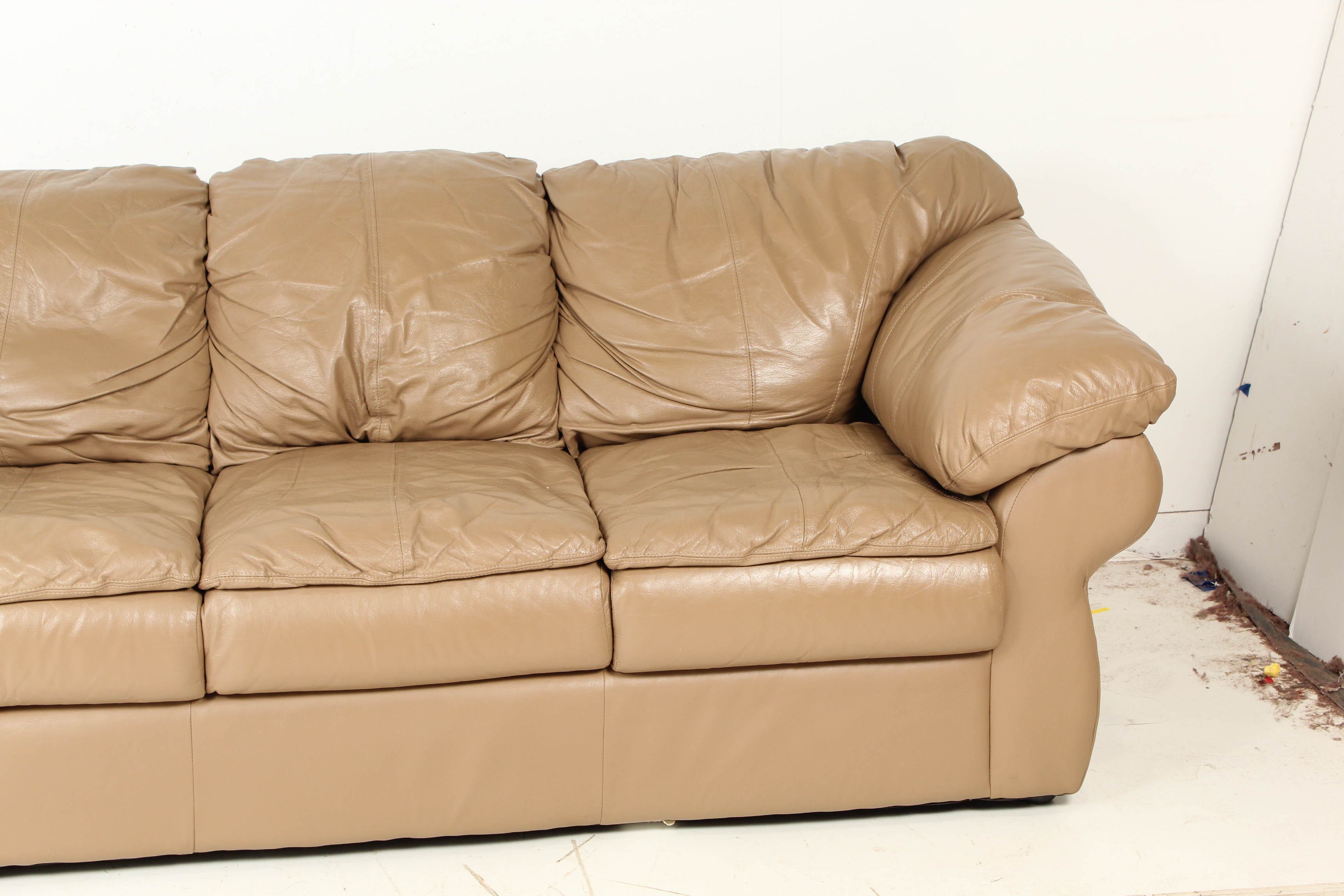 Sealy Contemporary Buff Leather Sofa