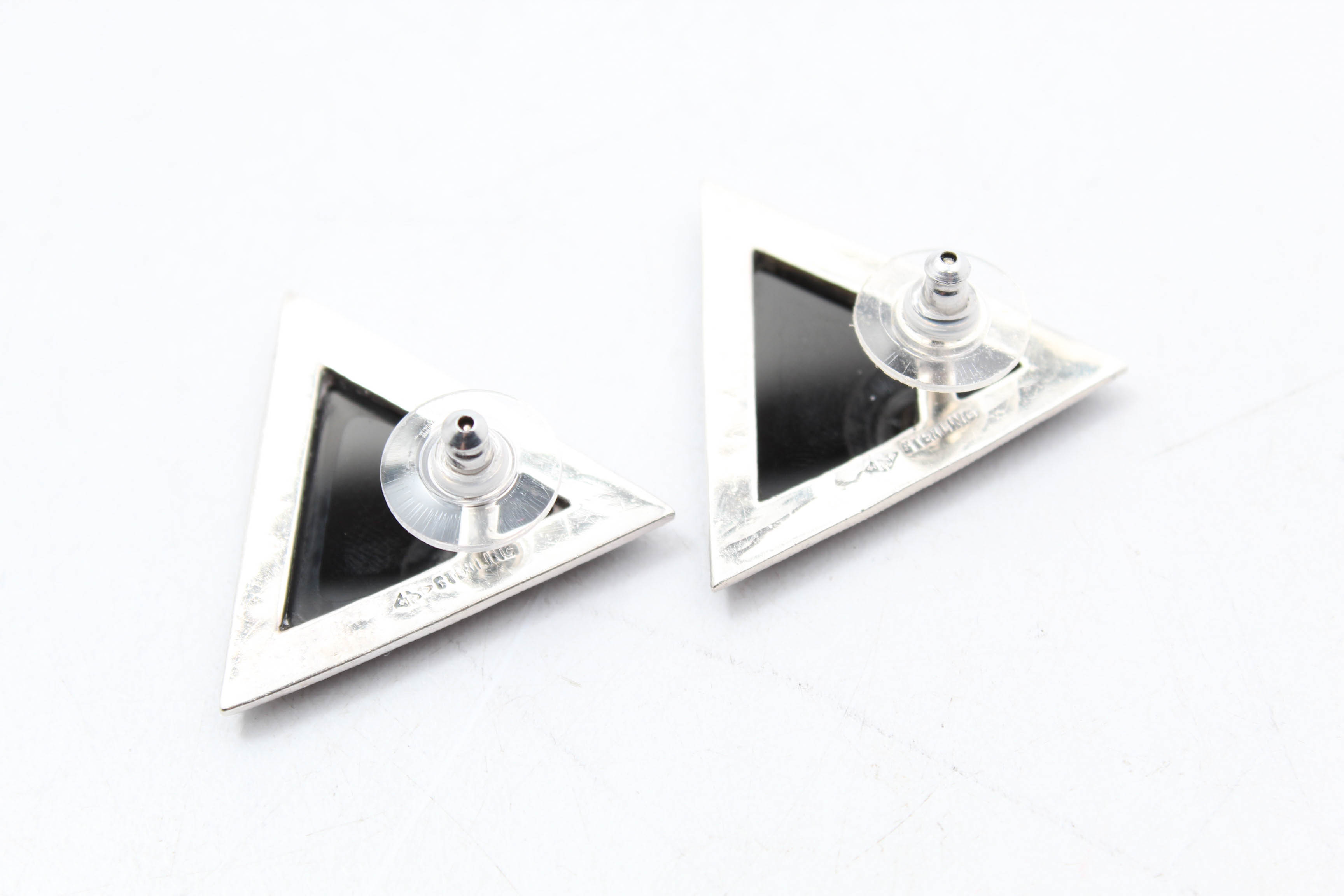 Sterling Silver Onyx and Marcasite Earrings