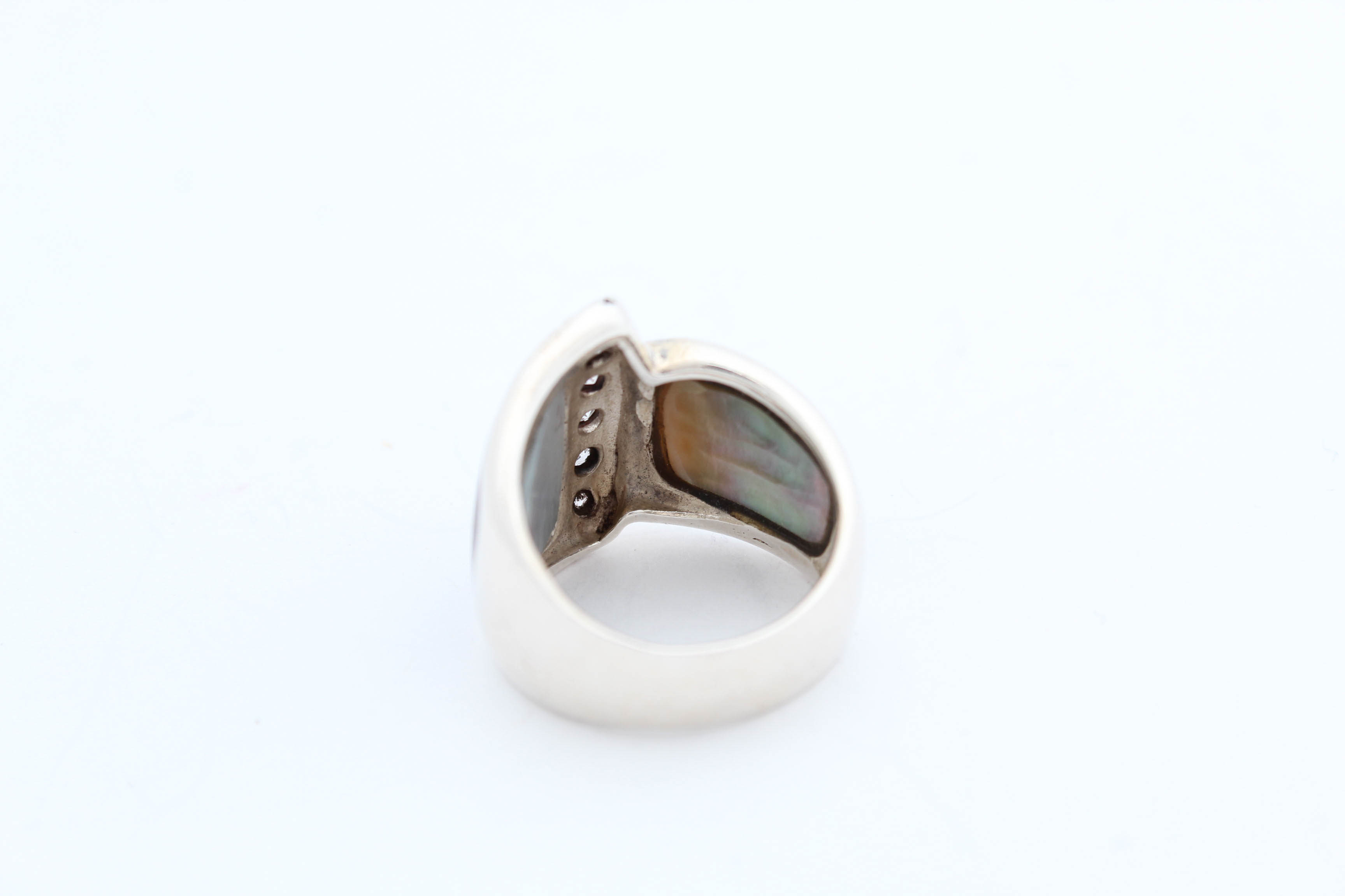 Sterling Silver Abalone and Cubic Zirconia Ring and Earrings