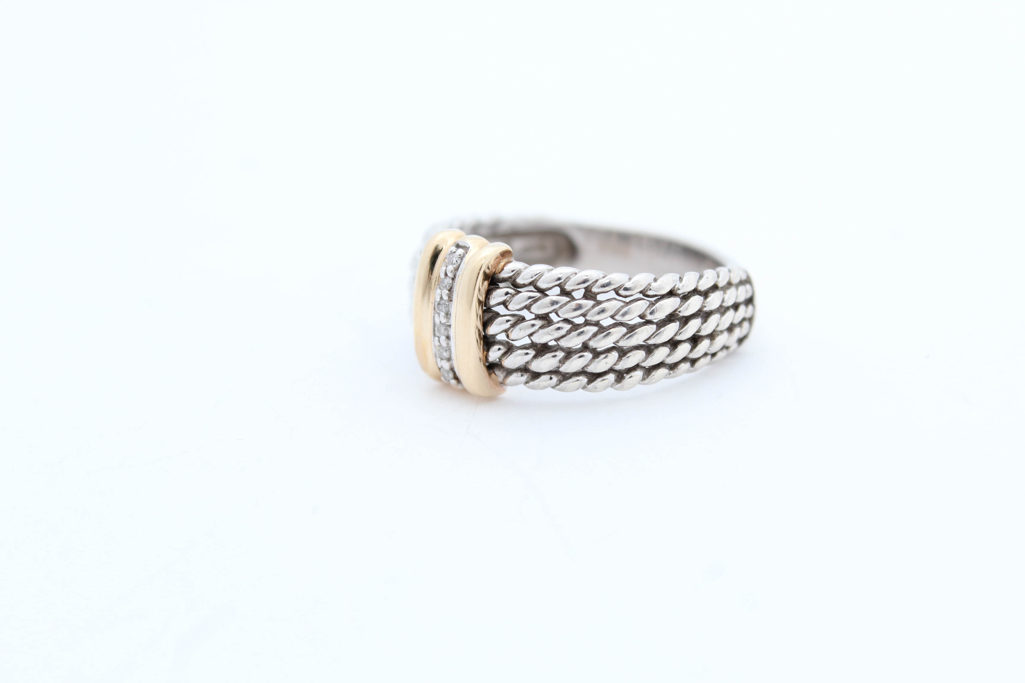14K Yellow Gold Accented Sterling Silver Diamond Ring