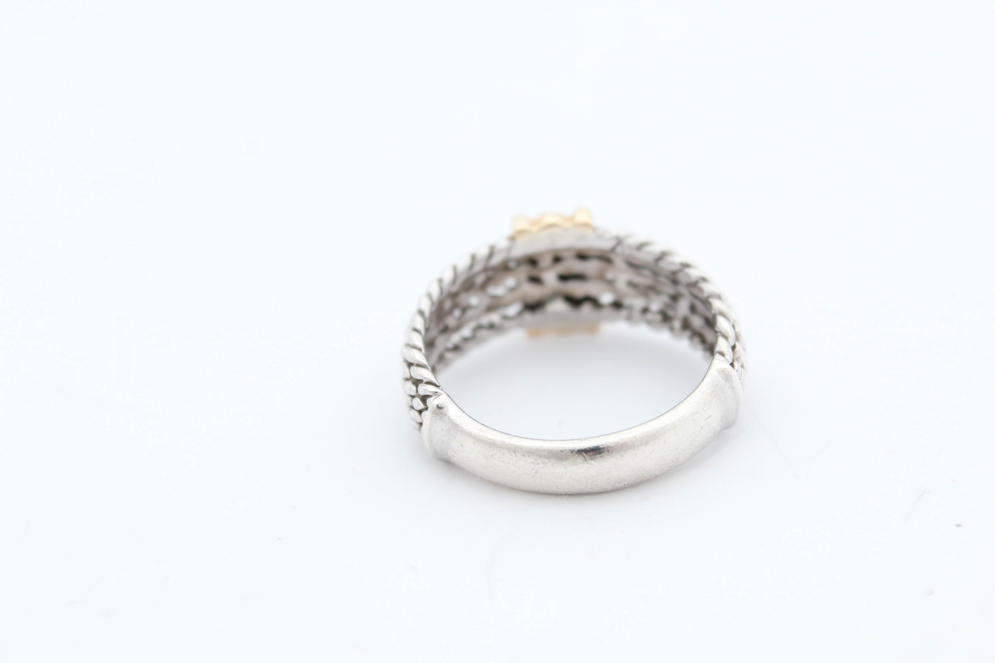 14K Yellow Gold Accented Sterling Silver Diamond Ring