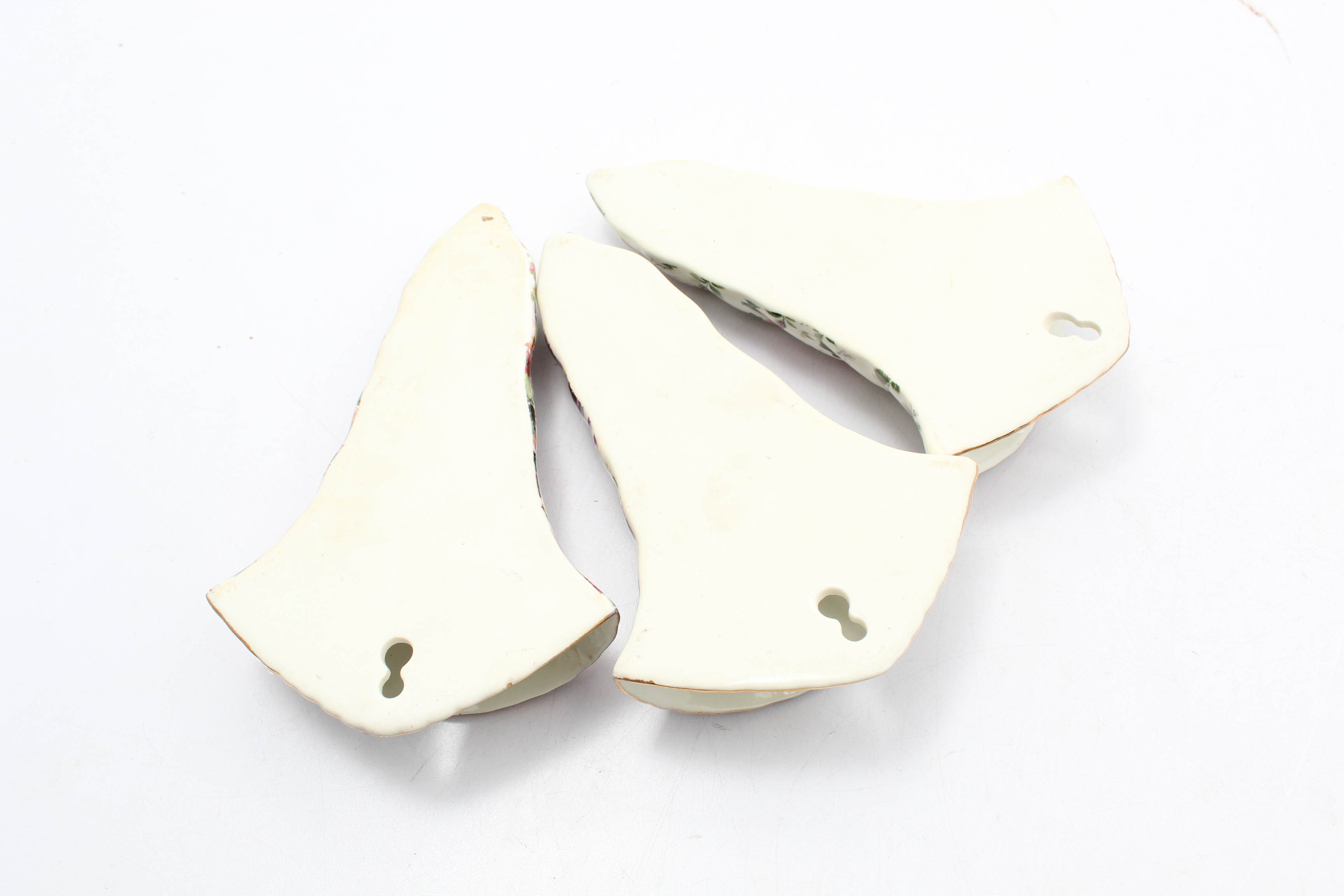 Three Floral Print Ceramic Wall Pockets