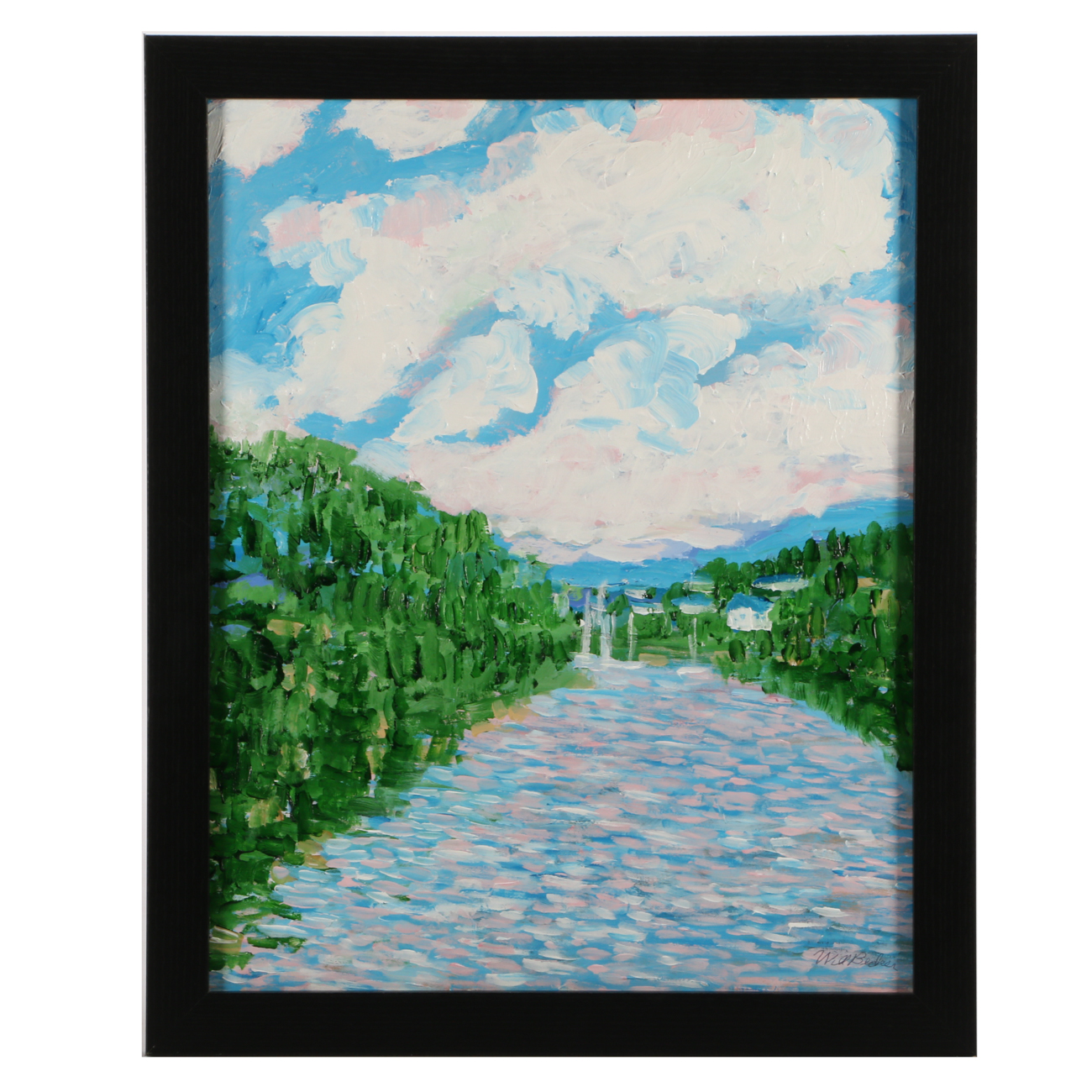 Will Becker Acrylic Painting "Village Where the River Meets the Lake"