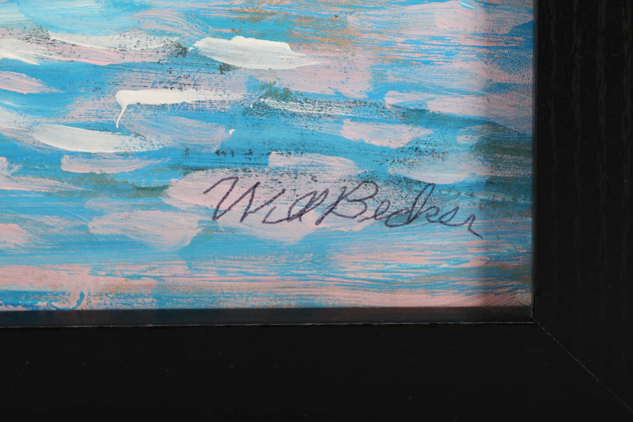 Will Becker Acrylic Painting "Village Where the River Meets the Lake"