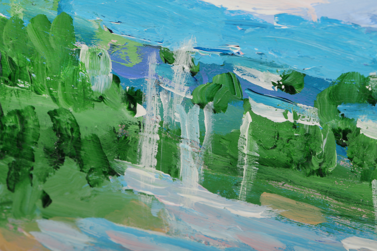 Will Becker Acrylic Painting "Village Where the River Meets the Lake"