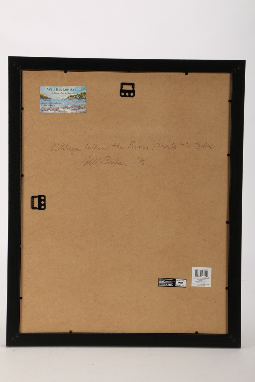 Will Becker Acrylic Painting "Village Where the River Meets the Lake"