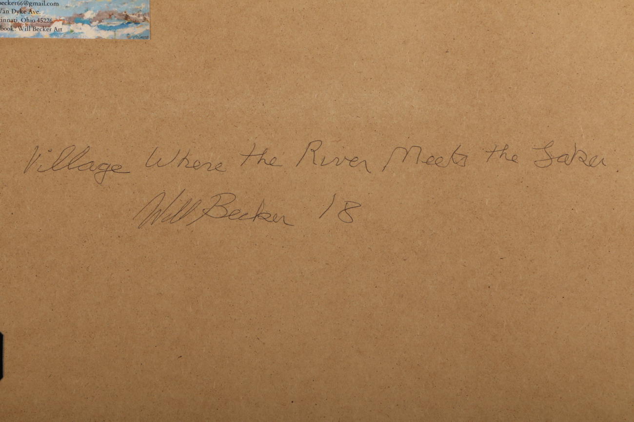 Will Becker Acrylic Painting "Village Where the River Meets the Lake"