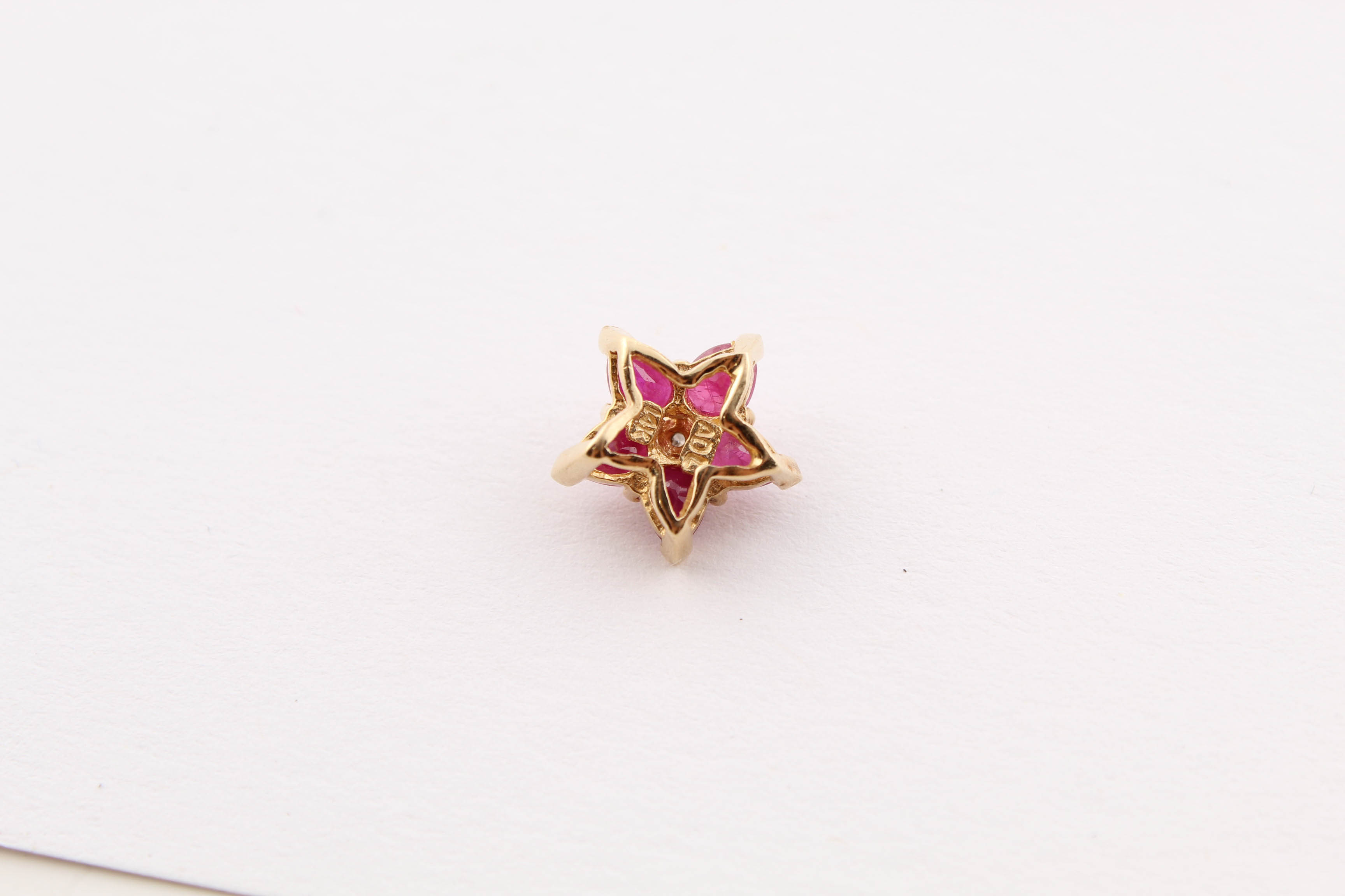 Two 14K Yellow Gold Diamond and Ruby Pendants