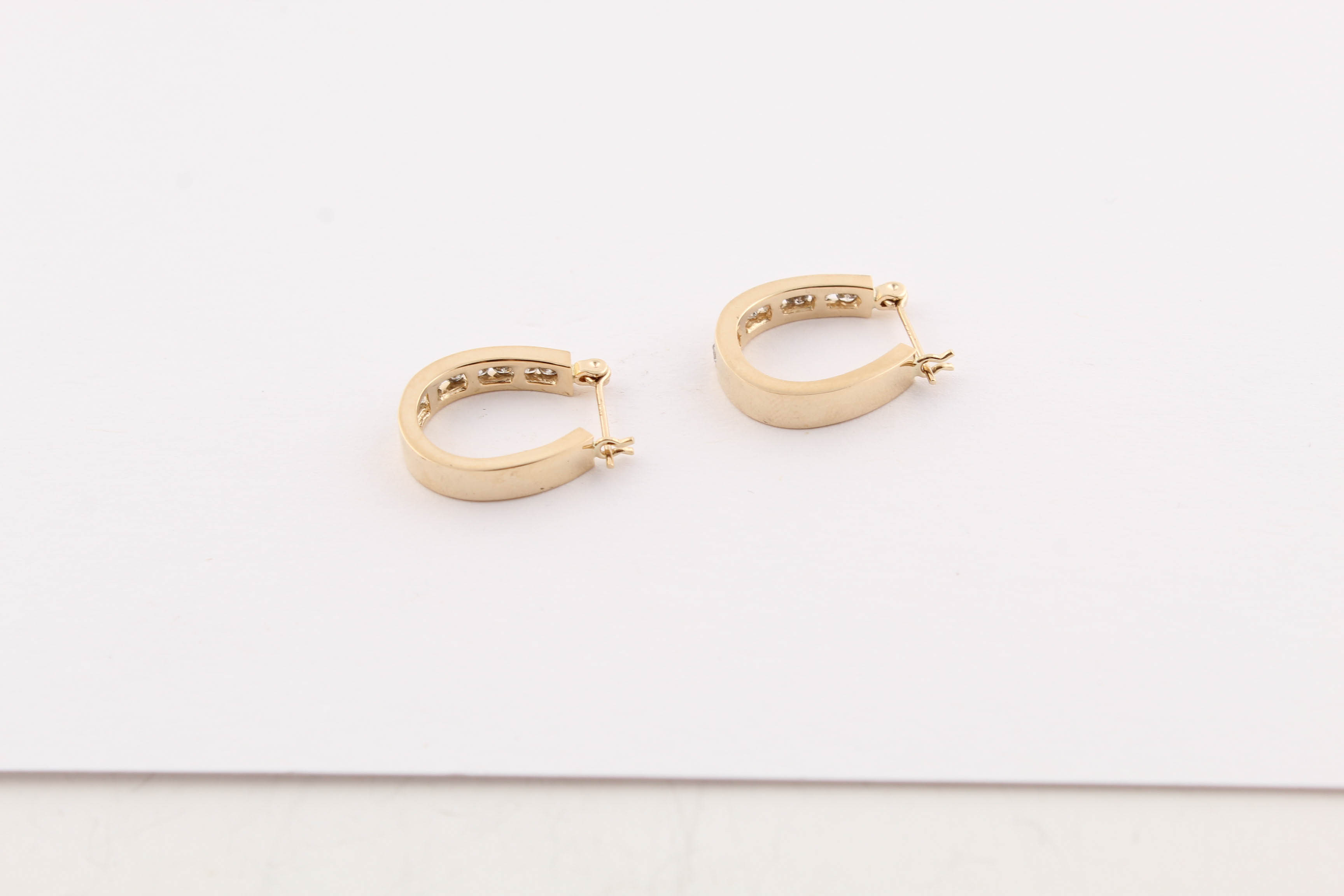 14K Yellow Gold Diamond Hoop Earrings
