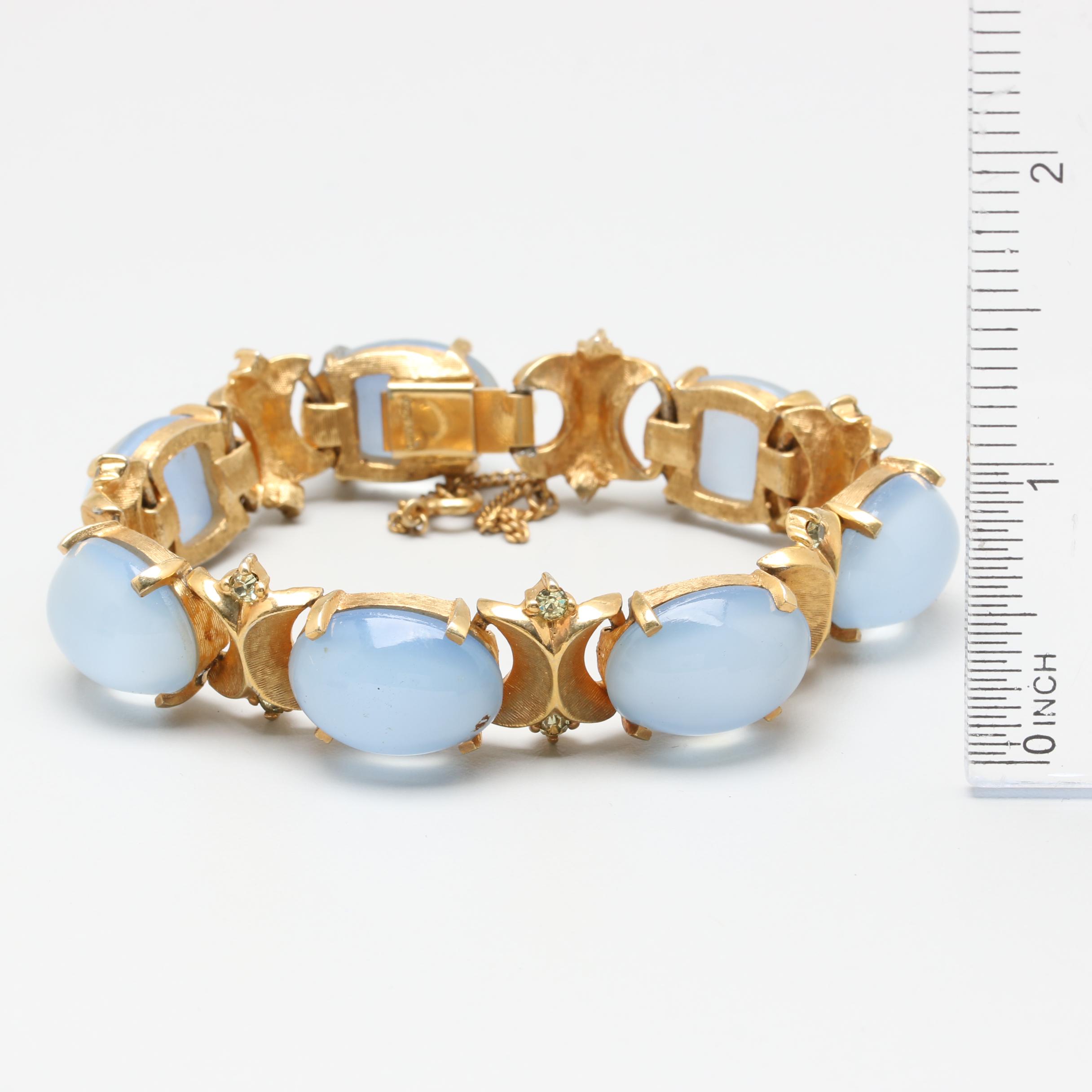 Joseph Mazer Gold Tone Glass Necklace and Bracelet