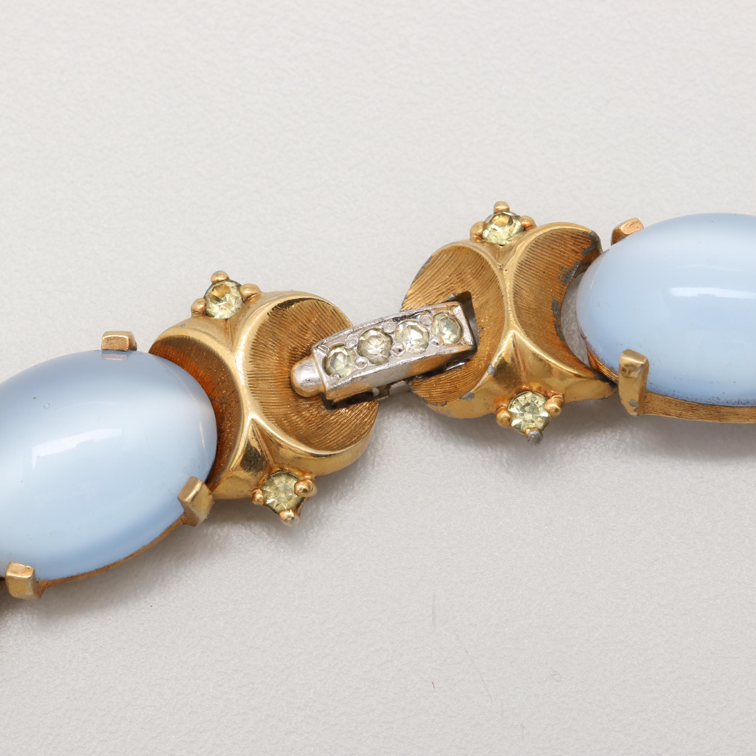 Joseph Mazer Gold Tone Glass Necklace and Bracelet