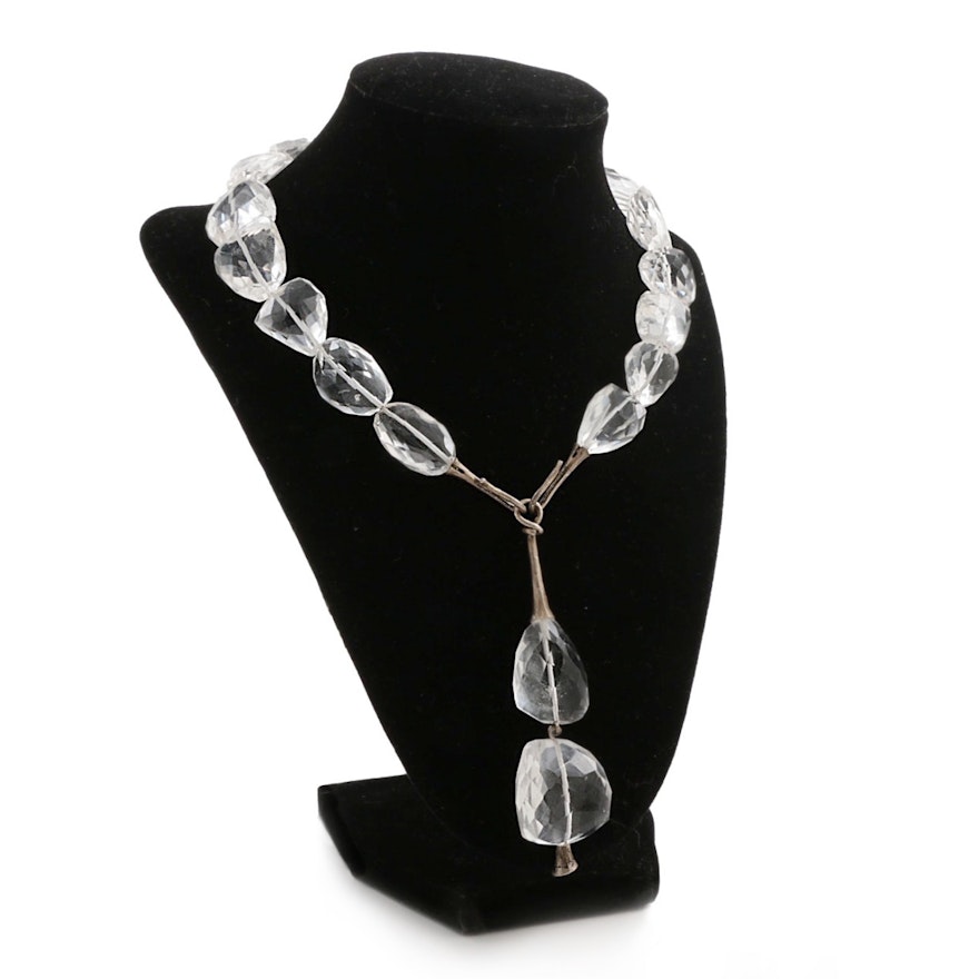 Barbara Cary Designer Faceted Quartz Beaded Pendant Necklace
