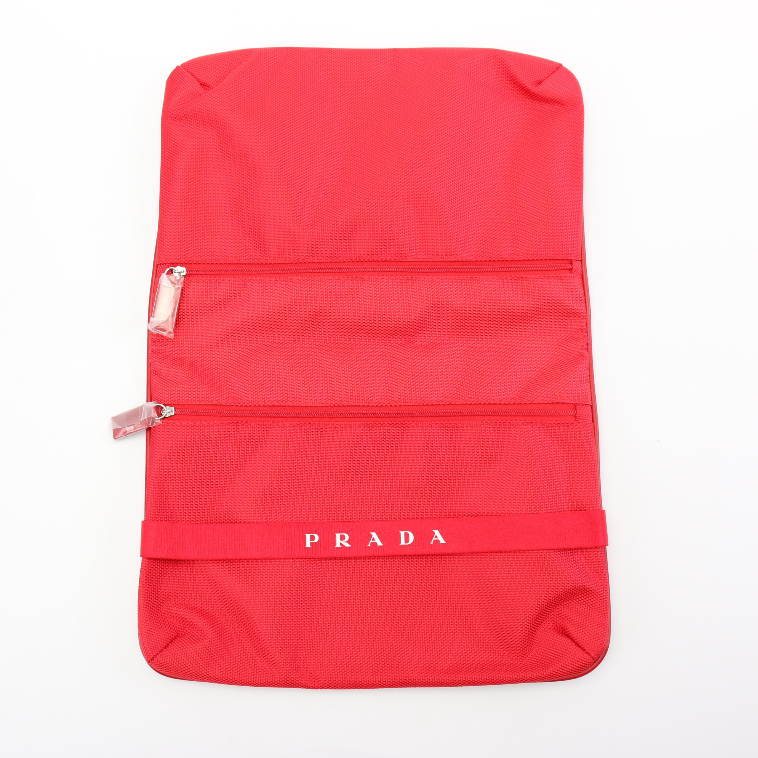 Prada Sport Luna Rossa Red Nylon Cosmetic Bag
