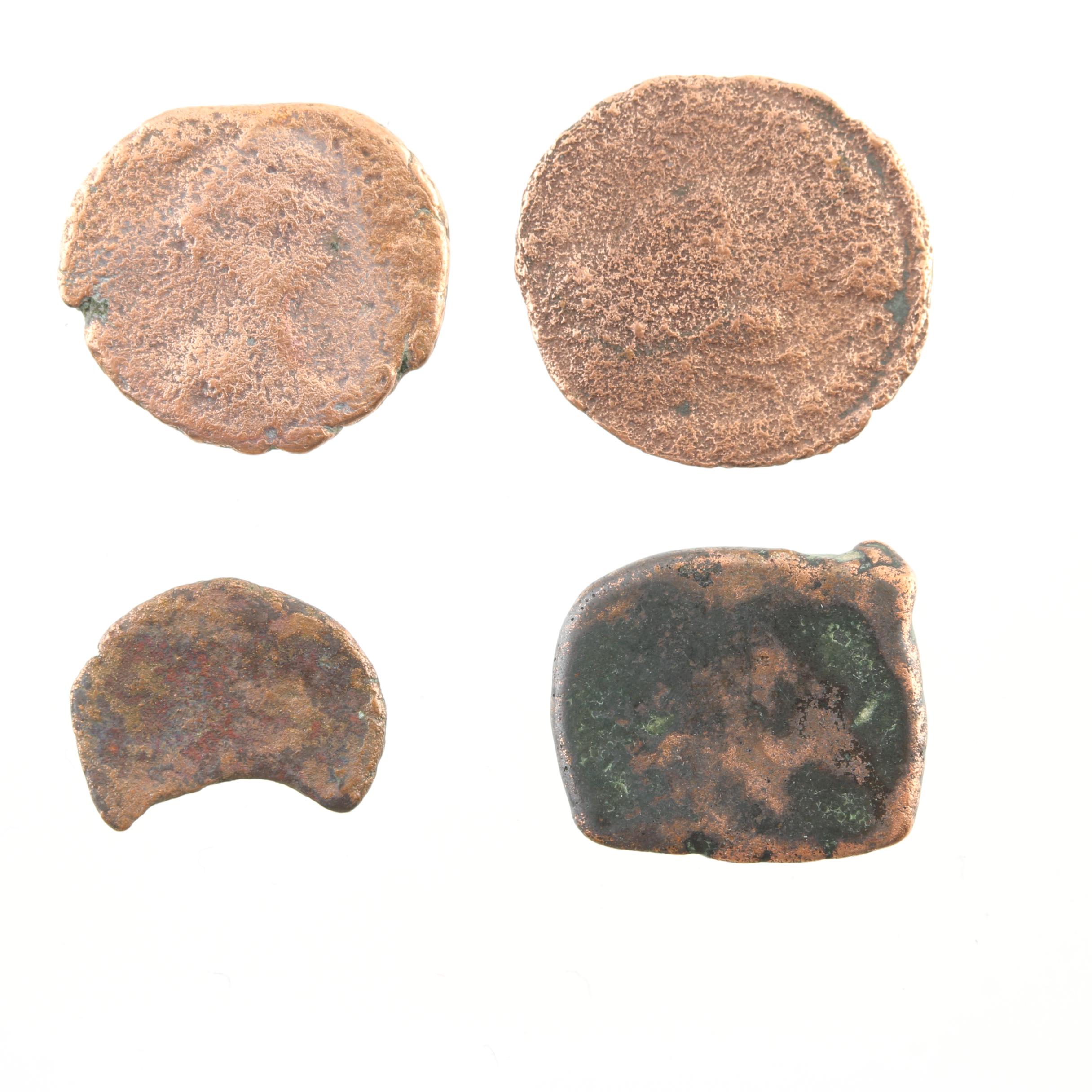 Four Encapsulated Ancient Roman Imperial Bronze AE4 Coins