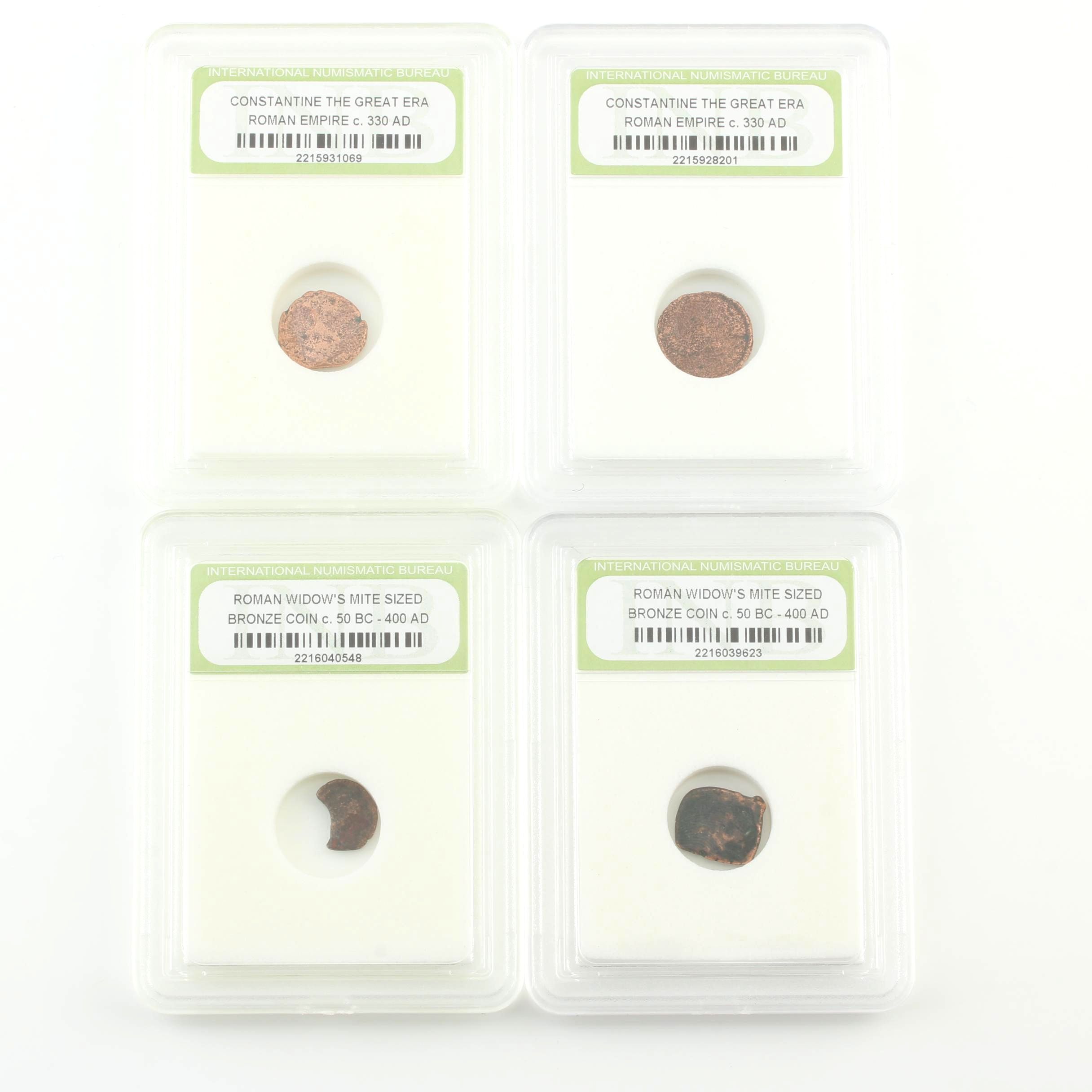 Four Encapsulated Ancient Roman Imperial Bronze AE4 Coins
