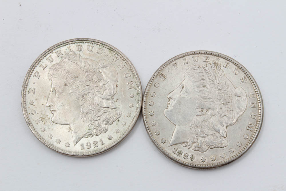 1889, 1901-O and 1921 Morgan Silver Dollars