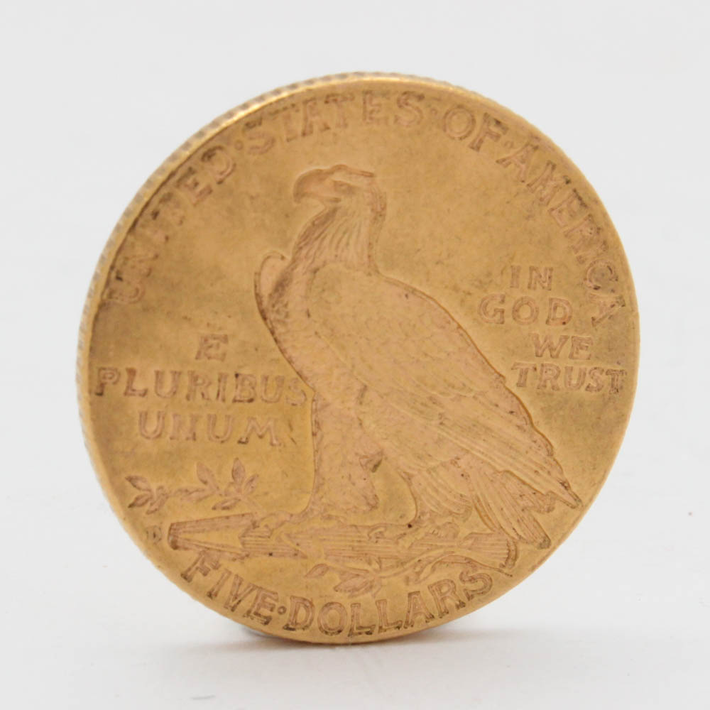 1909-D Indian Head $5 Half Eagle Gold Coin