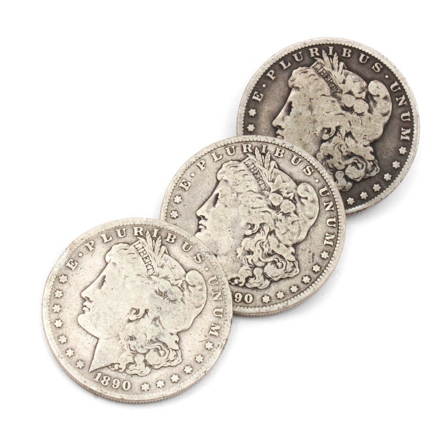 1887-O, 1890 and 1890-S Morgan Silver Dollars