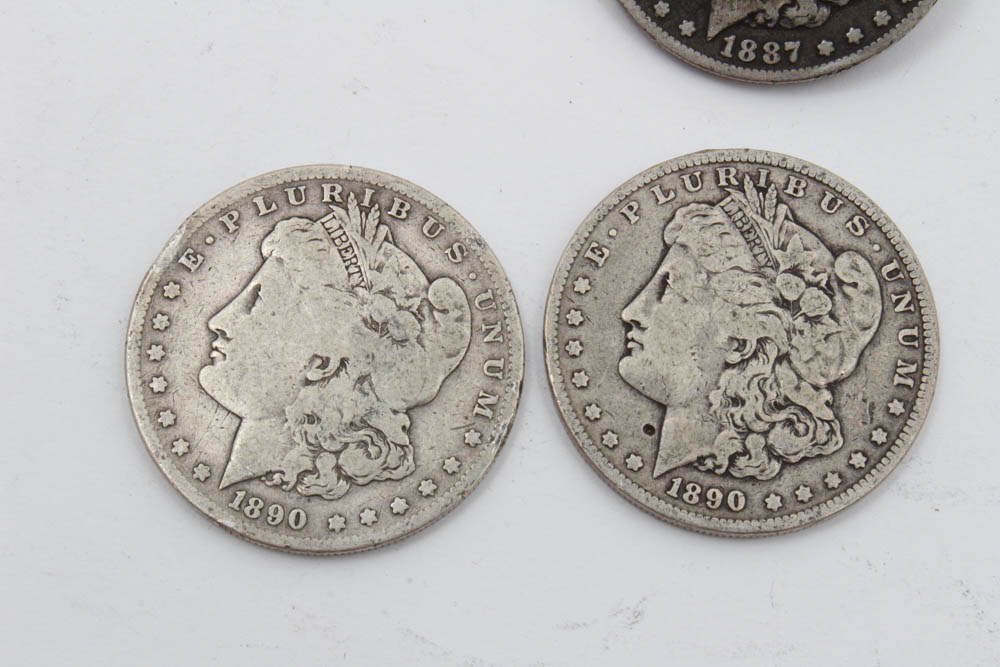1887-O, 1890 and 1890-S Morgan Silver Dollars