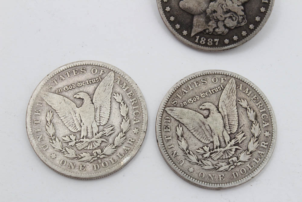 1887-O, 1890 and 1890-S Morgan Silver Dollars