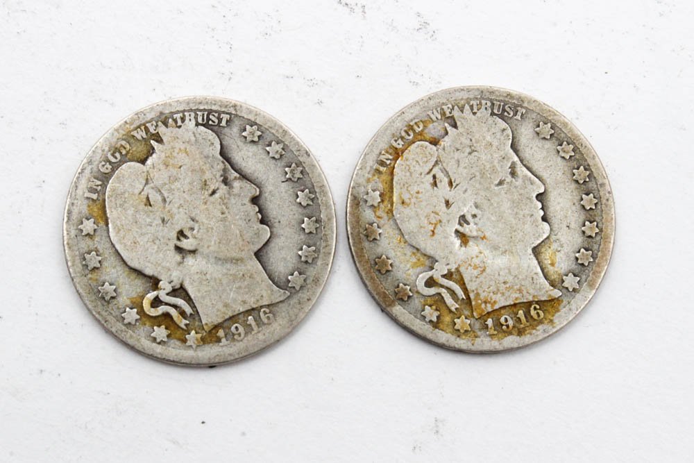 Barber, Standing Liberty and Washington Silver Quarters