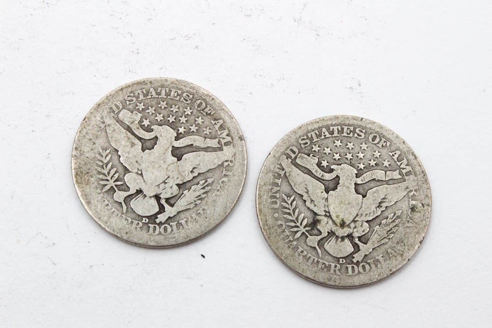Barber, Standing Liberty and Washington Silver Quarters