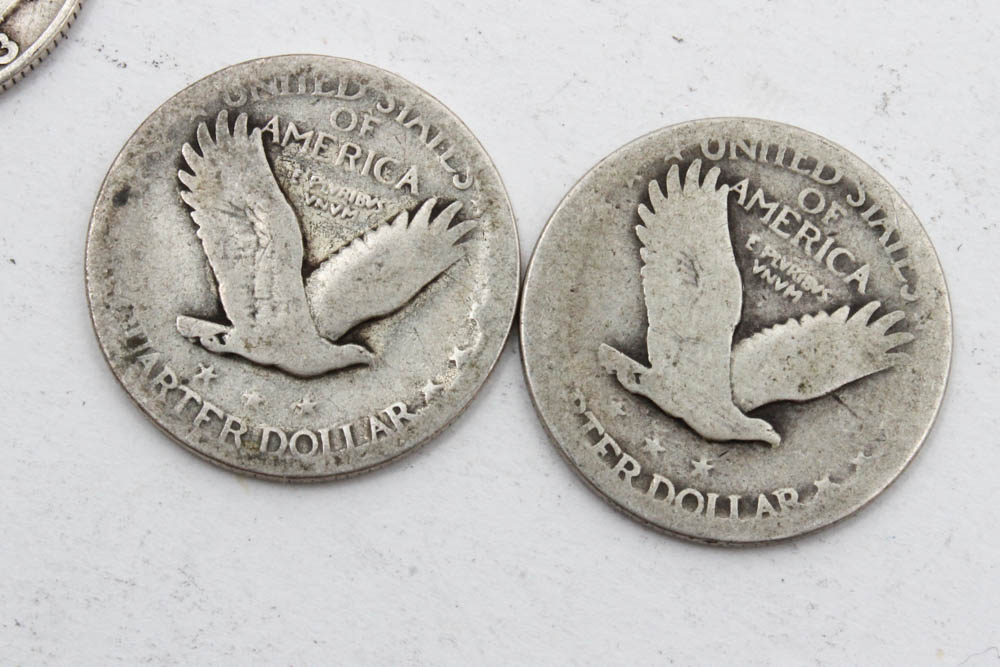 Barber, Standing Liberty and Washington Silver Quarters
