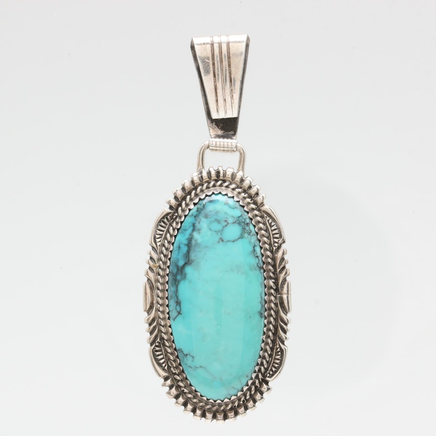 Loren Thomas Begay Navajo Diné Sterling Silver Turquoise Pendant