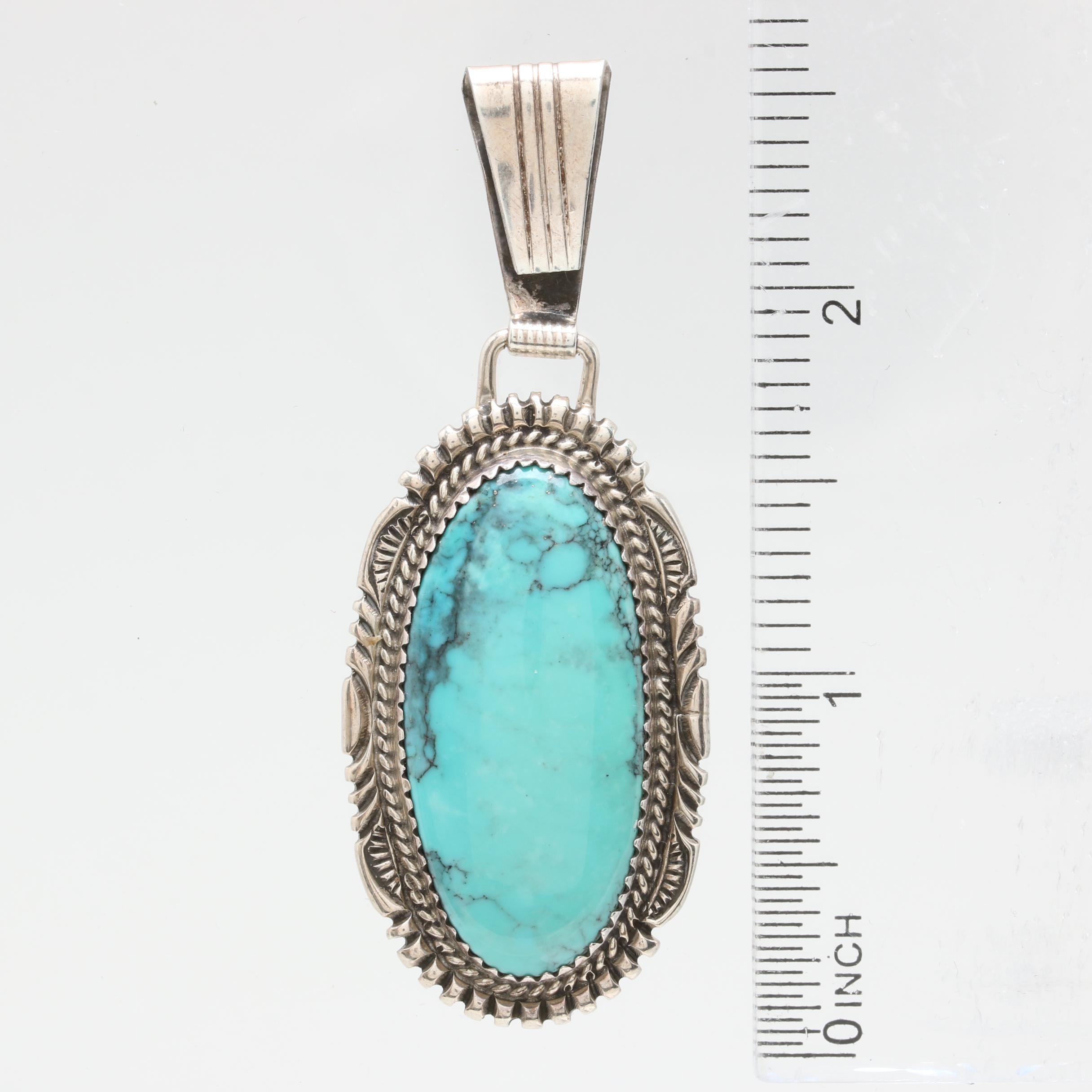 Loren Thomas Begay Navajo Diné Sterling Silver Turquoise Pendant