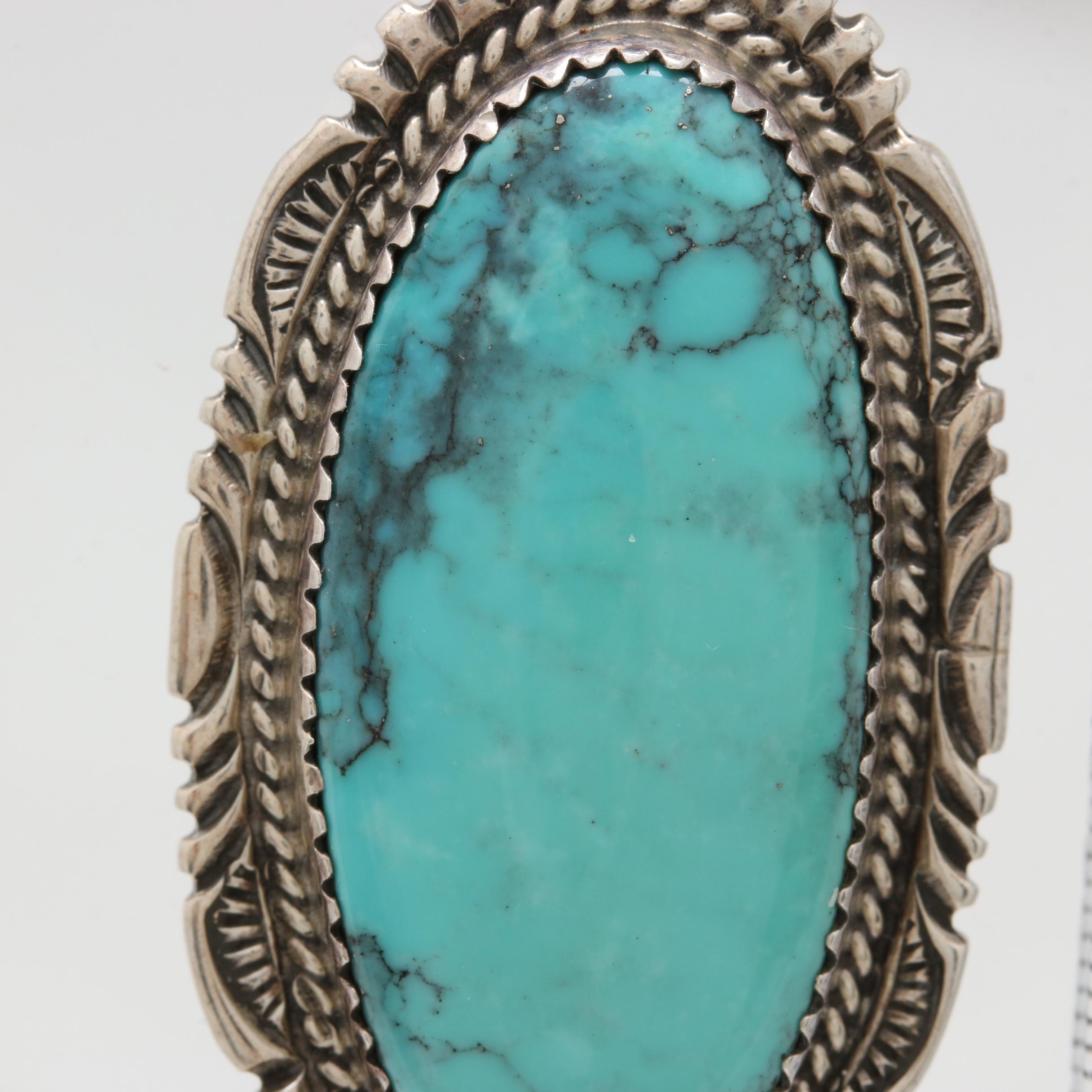 Loren Thomas Begay Navajo Diné Sterling Silver Turquoise Pendant